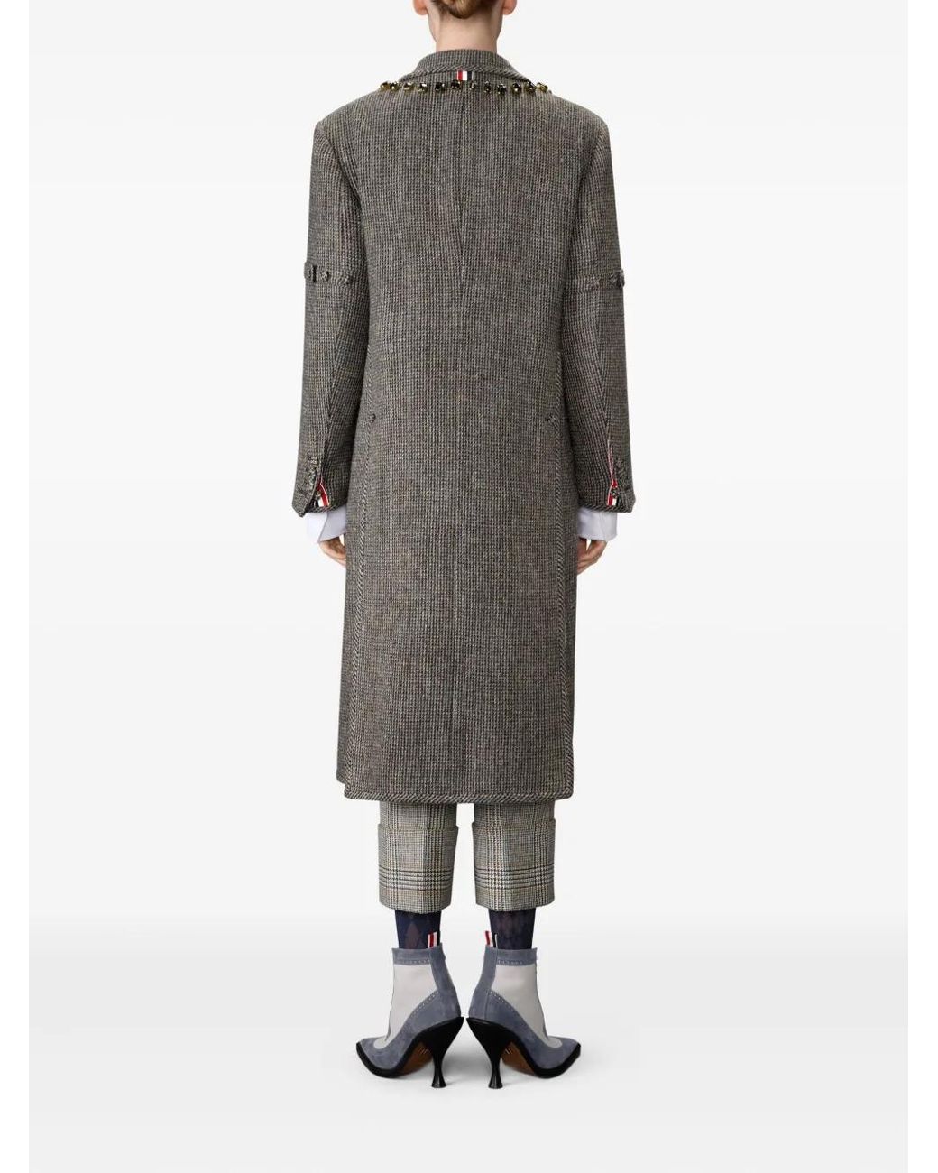 Cappotto Trompe L'Oeil Con Decorazione di Thom Browne in Gray
