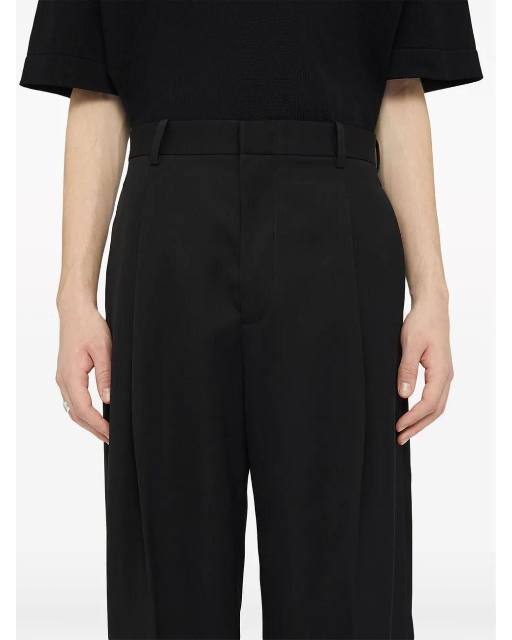 Jil Sander Black High-Waisted Tailored Wool Trousers for men