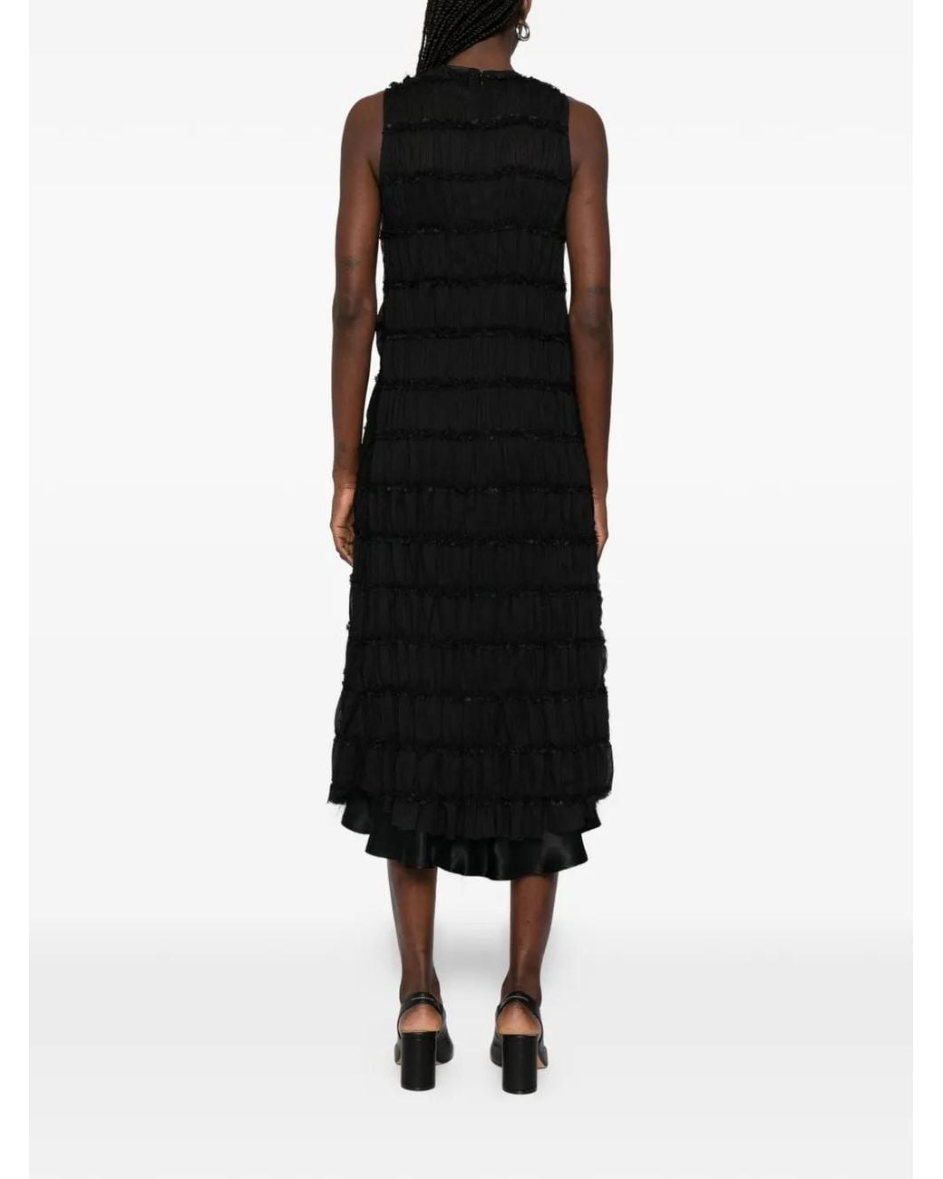 Song For The Mute Black Ruffled Midi Dress (Set Of Two)