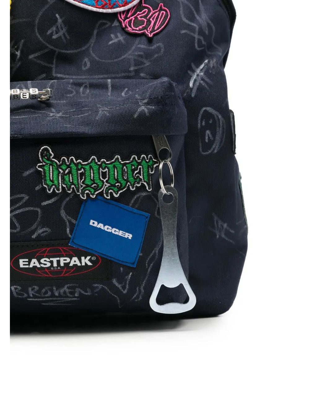 DAGGER Blue X Eastpak Patch-Detail Graffiti-Print Backpack for men
