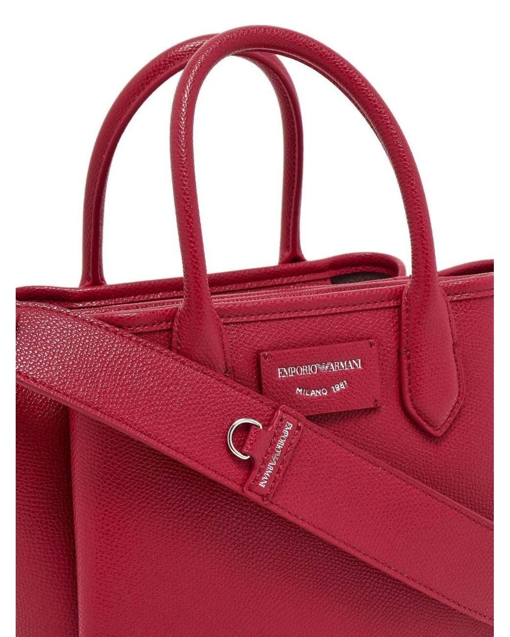 Emporio Armani Red Top-Handle Leather Satchel