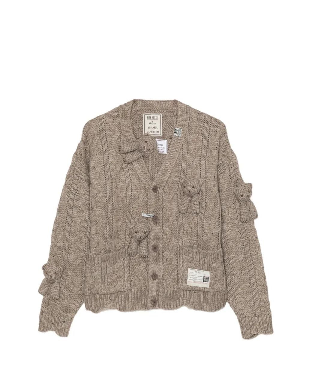 Maison Mihara Yasuhiro Natural House X Bear Motif Cardigan