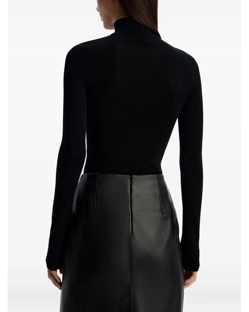 12 STOREEZ Black Long-Sleeve Ribbed T-Shirt