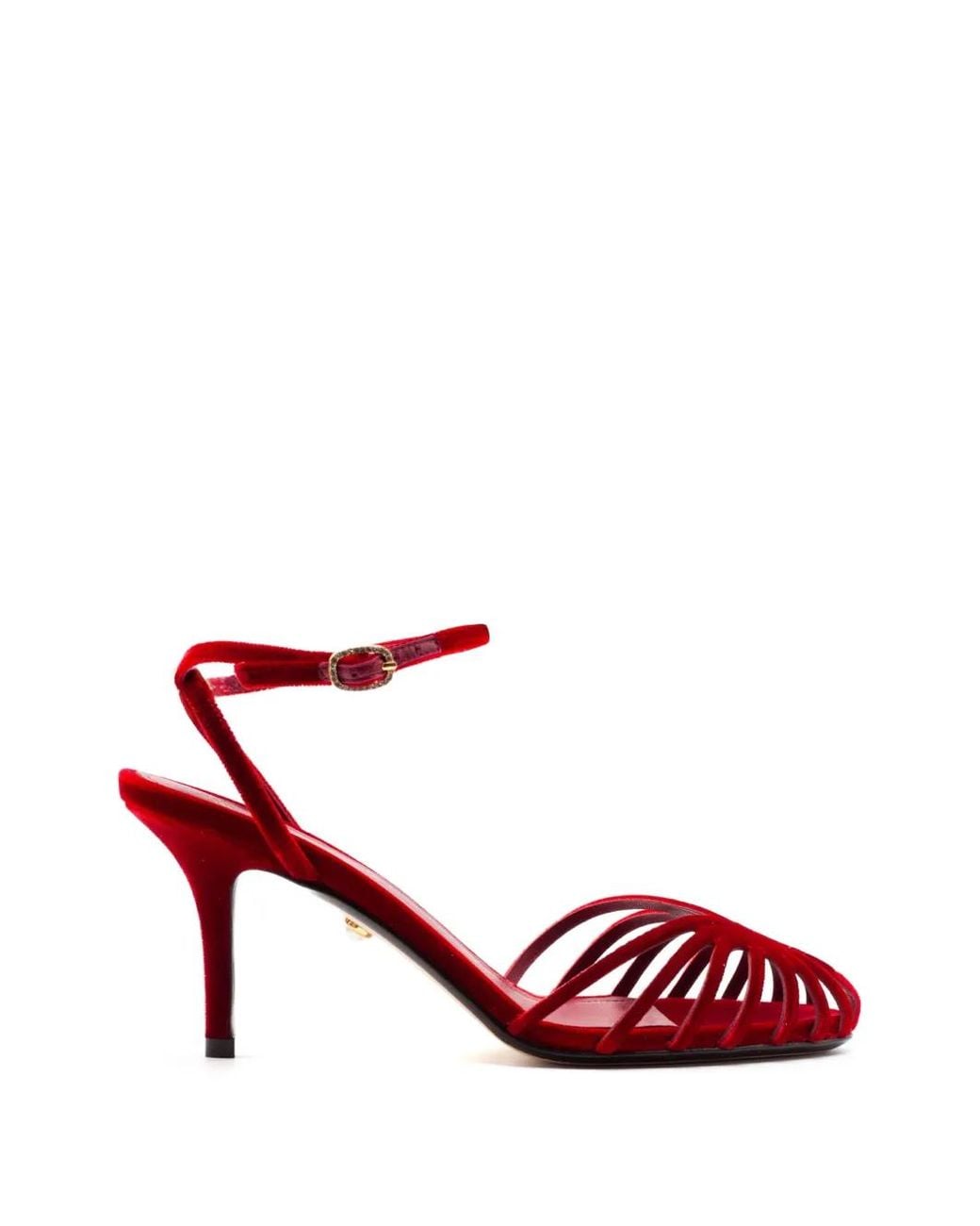 ALEVI Red Cage Velvet Sandals