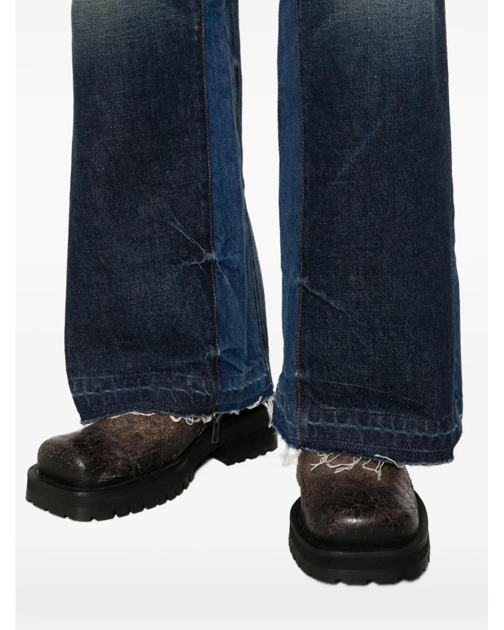 GALLERY DEPT. Blue Belt-Loop Logo-Patch Jeans