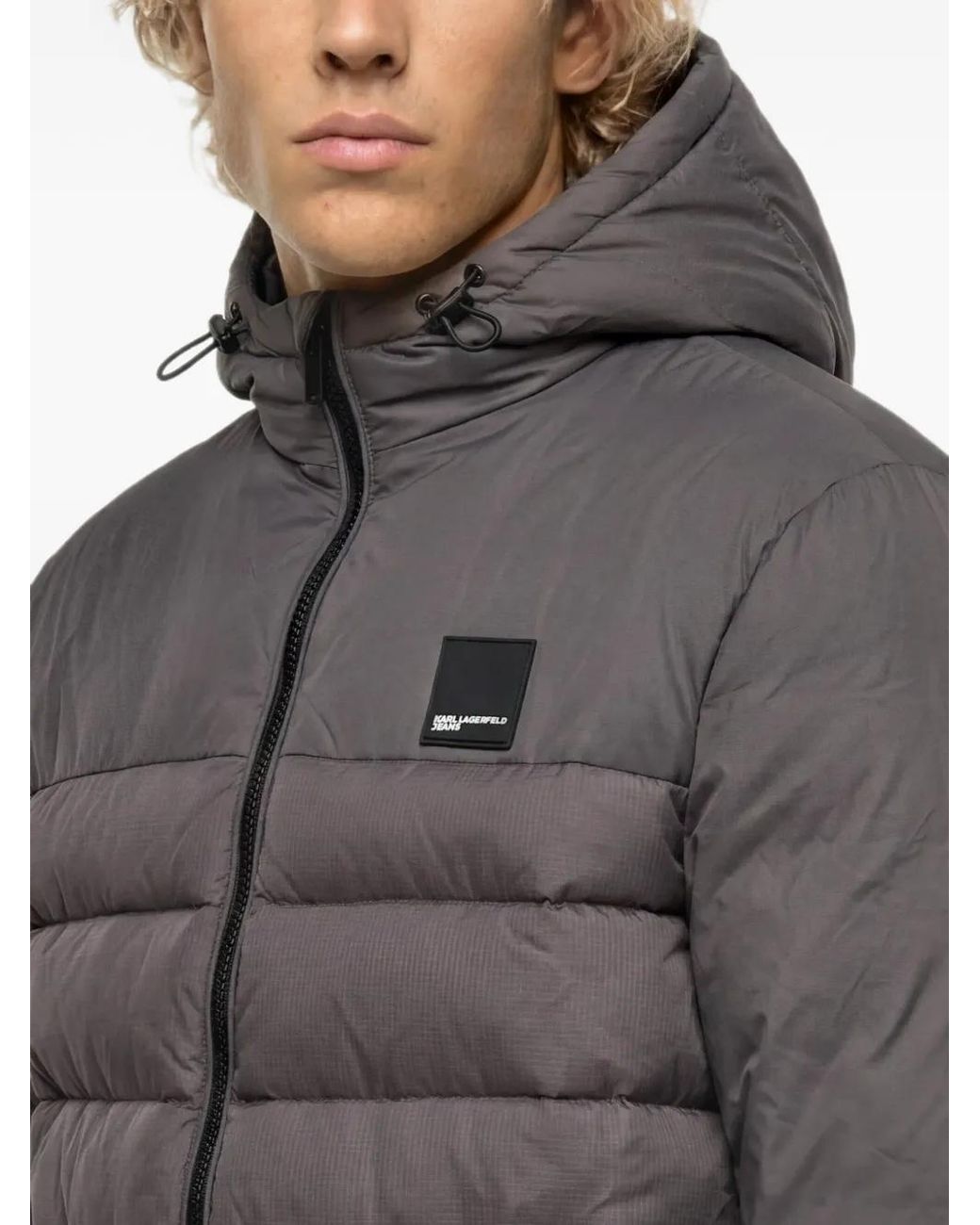 Karl Lagerfeld Gray Hooded Padded Jacket for men
