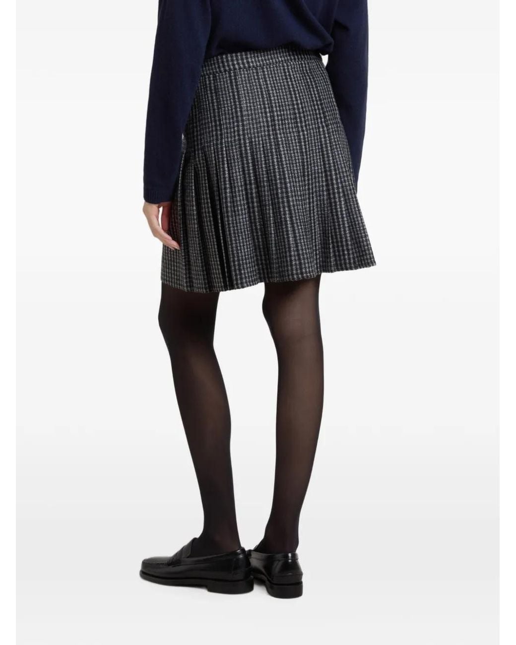 Woolrich Gray Check-Pattern Fringed Mini Skirt