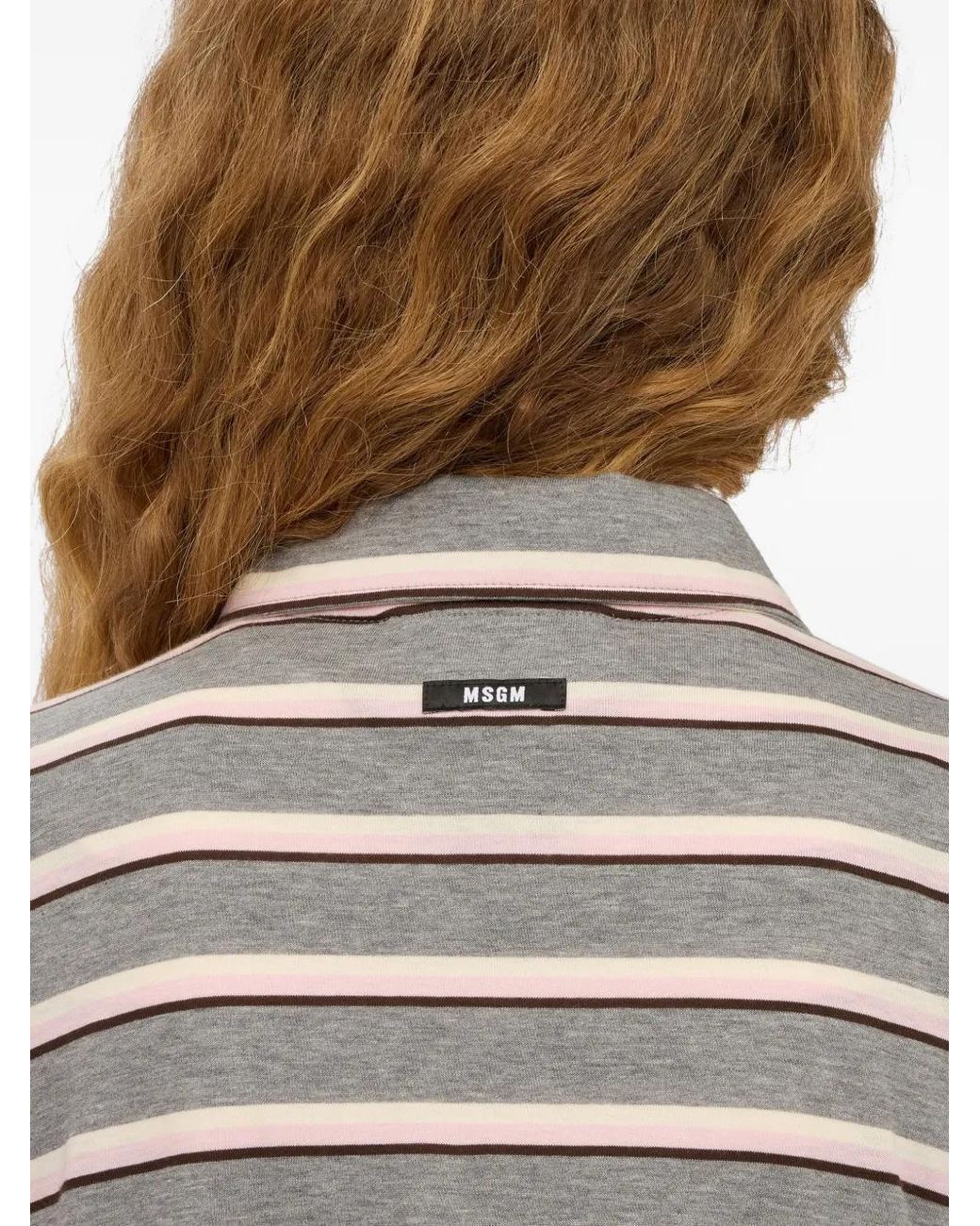 Robe Courte Rayée À Carreaux MSGM en coloris Gray
