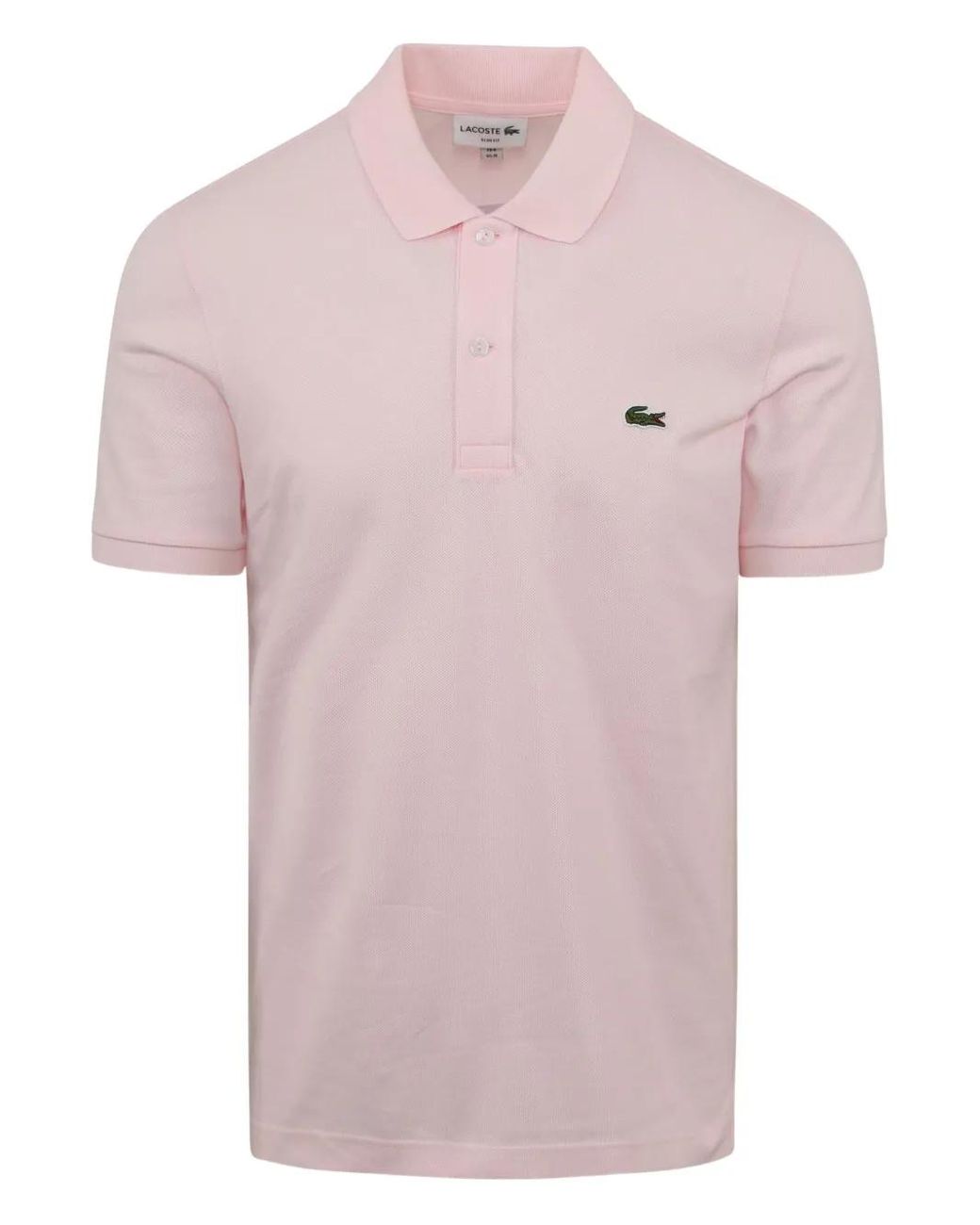 Lacoste Pink L.12.12 Ribbed-Collar Polo Shirt for men