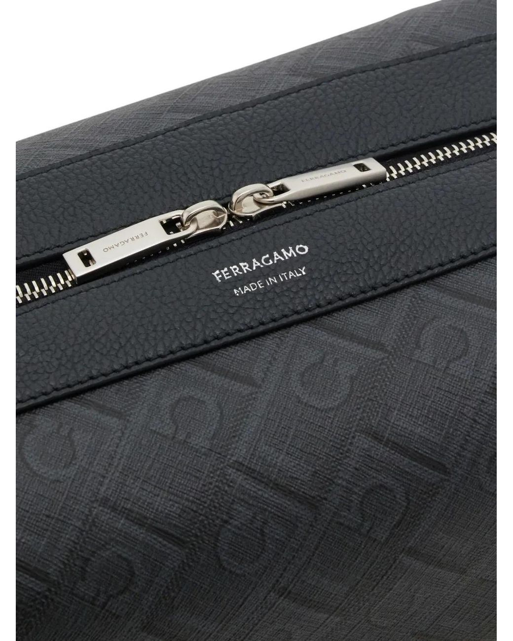 Ferragamo Gray Monogram Wash Bag for men