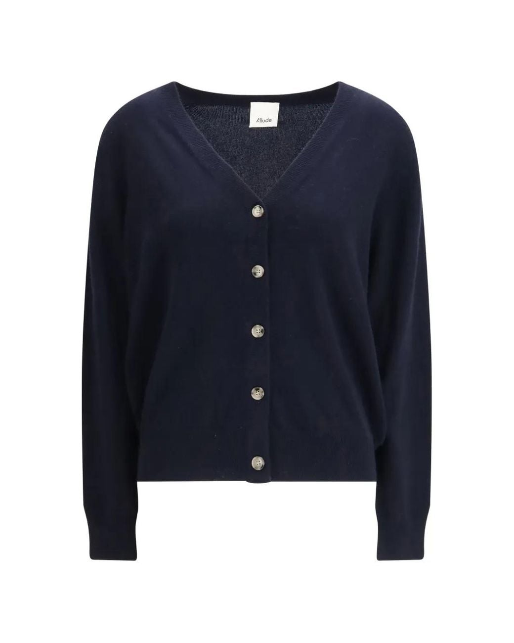 Allude Blue V-Neck Button Cardigan
