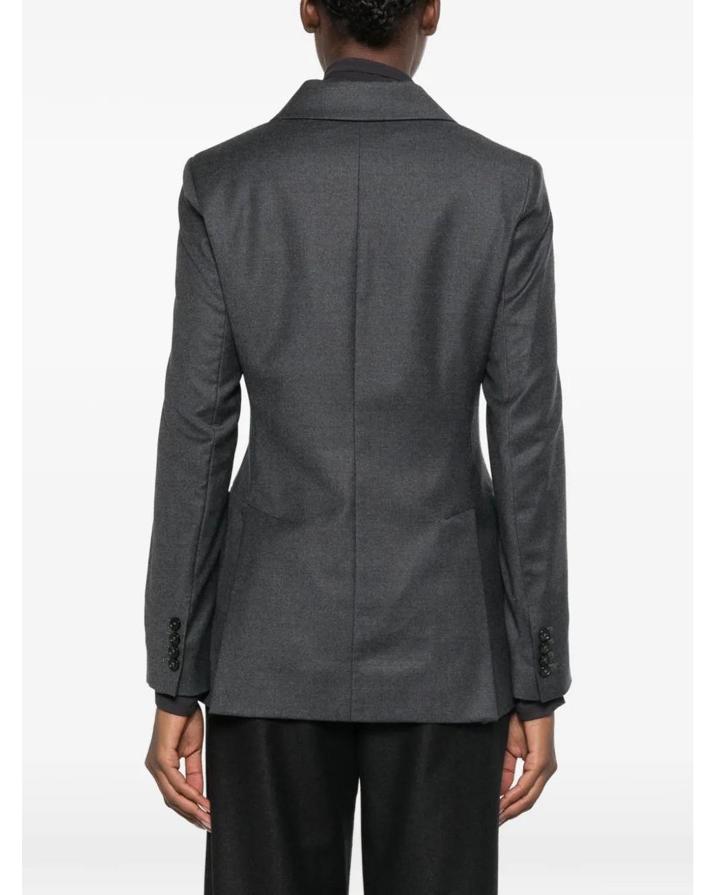 Barena Gray Double-Breasted Peaked-Lapel Jacket