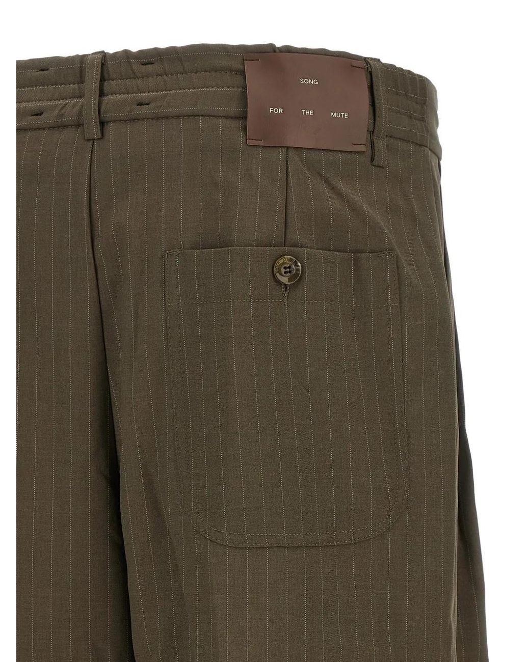 Song For The Mute Green Pinstripe Wide-Leg Trousers