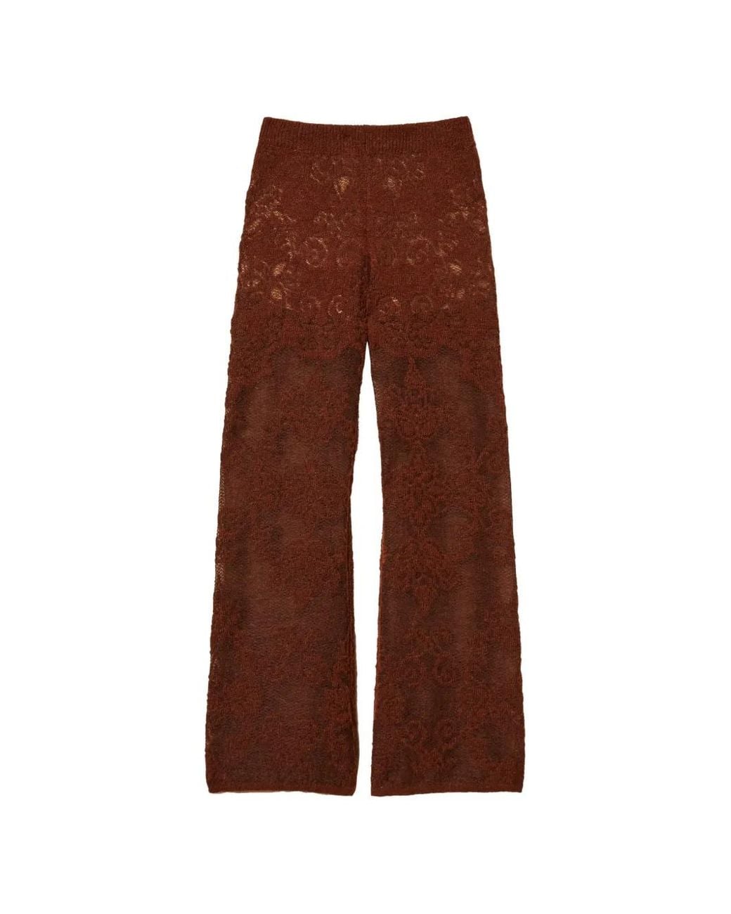 Twinset Brown Jacquard Alpaca Blend Knit Trousers