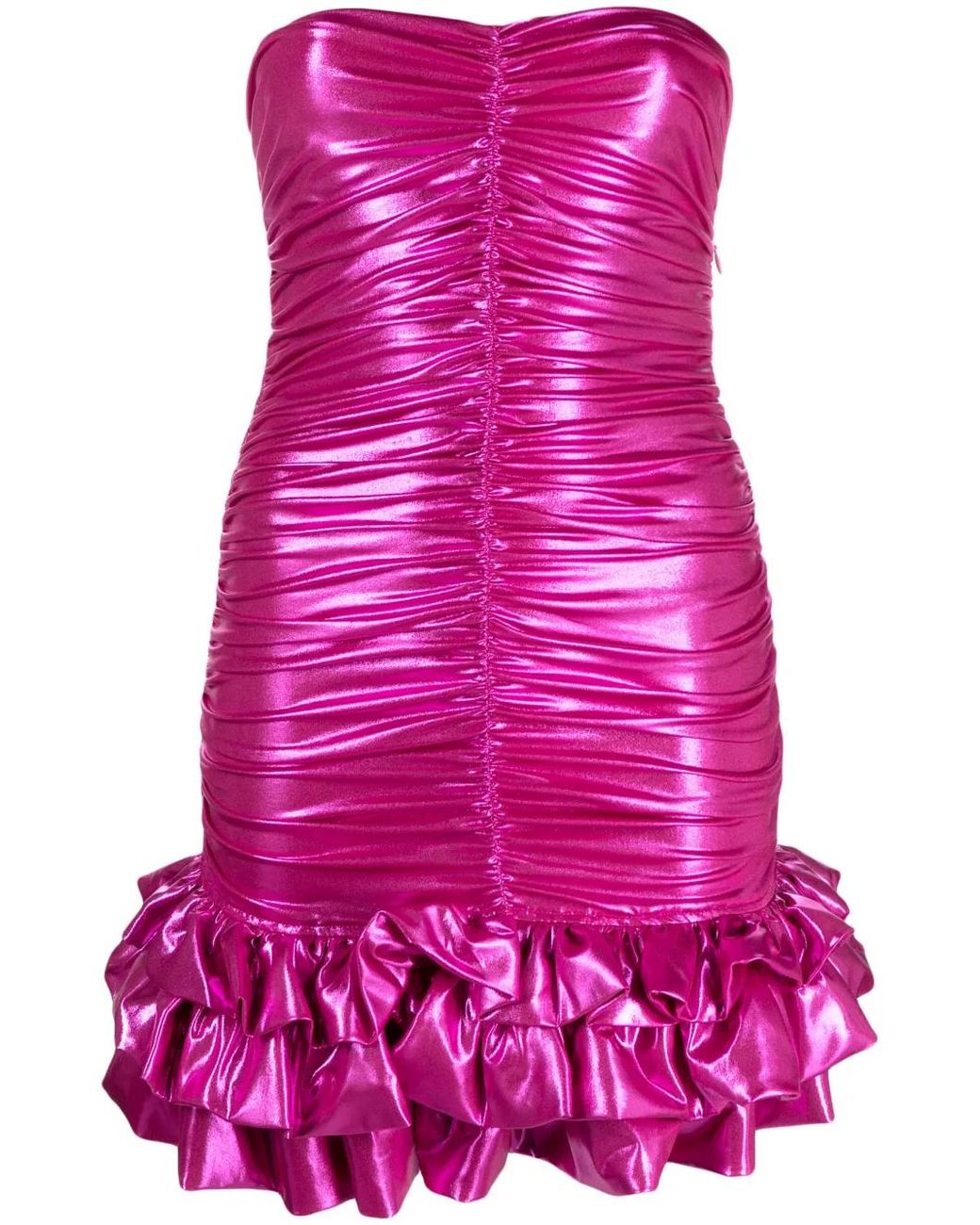 Amen Pink Metallic Ruched Minidress