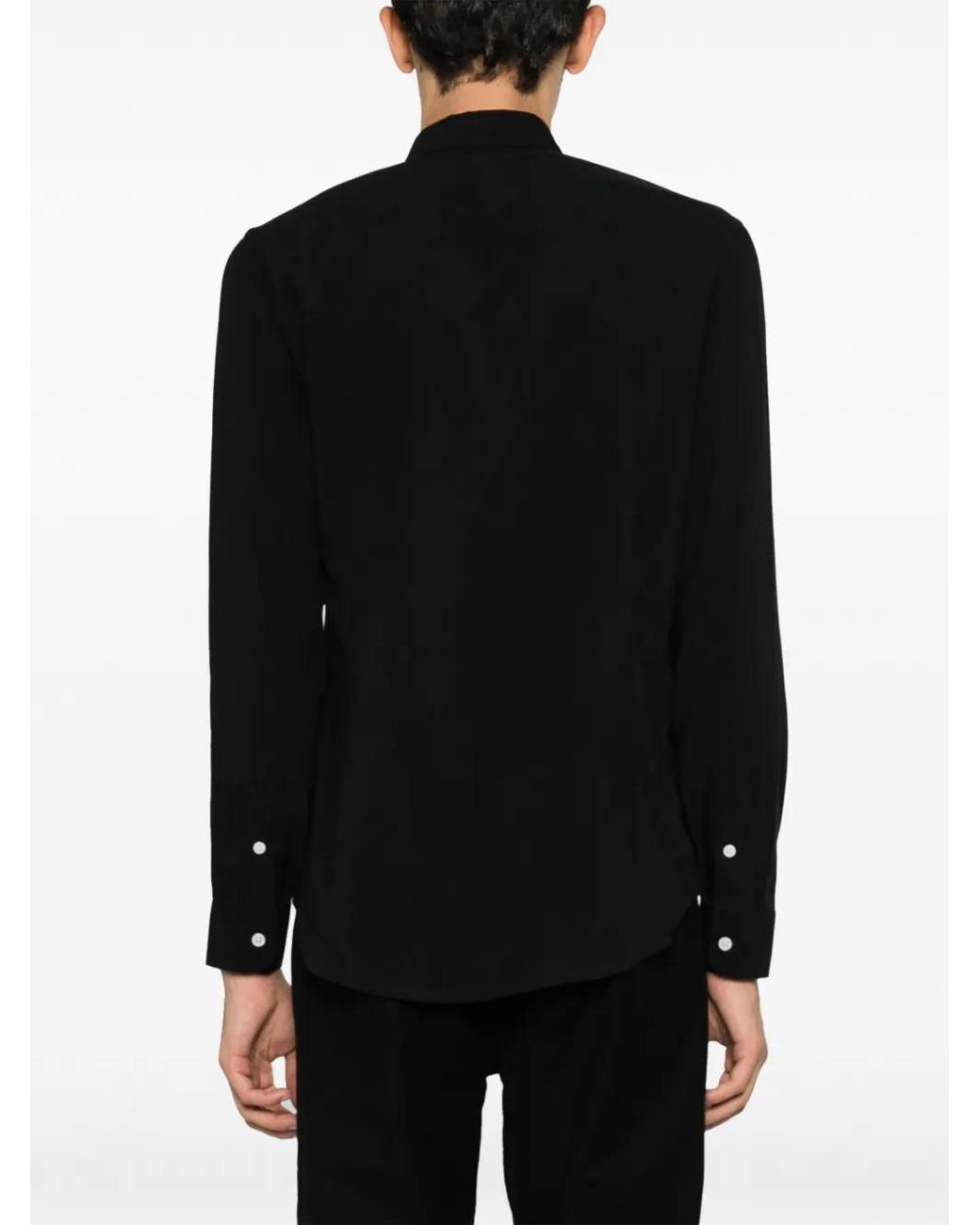 Fursac Black Pointed-Collar Long-Sleeved Shirt for men