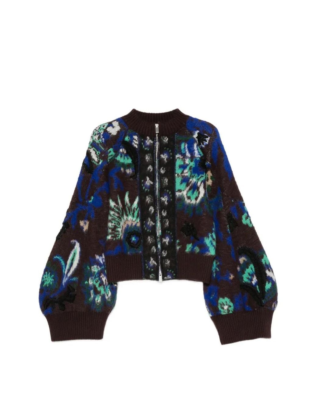 Sacai Blue Veste À Fleurs Et Broderie