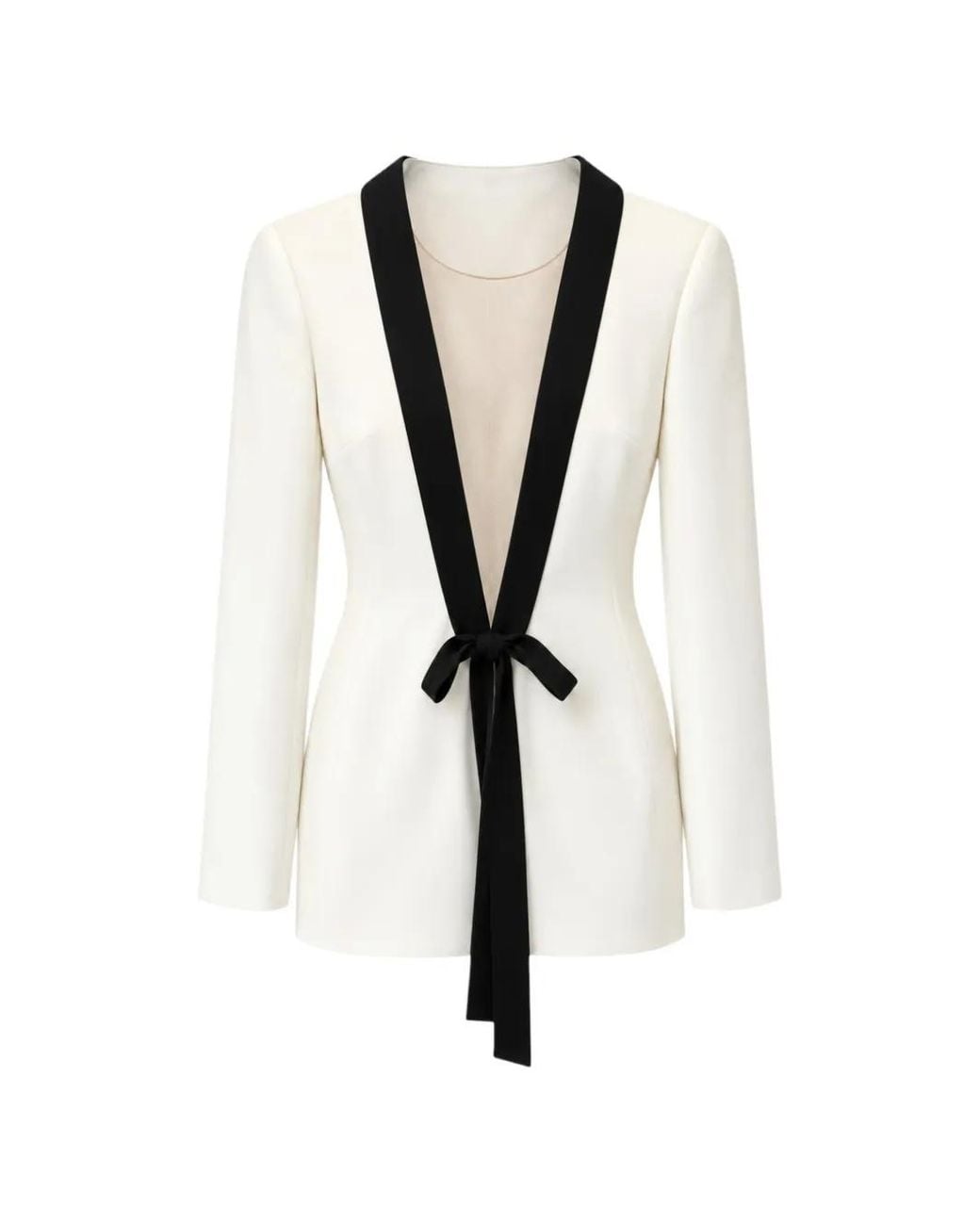 David Koma White Bow-Detail Long-Sleeve Mini Dress