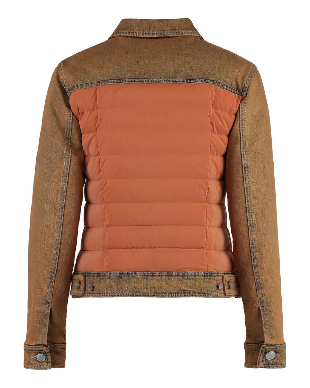 Moorer Brown Petunia Padded-Panel Denim Jacket