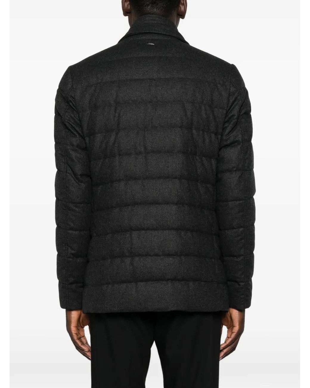 Herno Black Quilted Button-Up Jacket for men