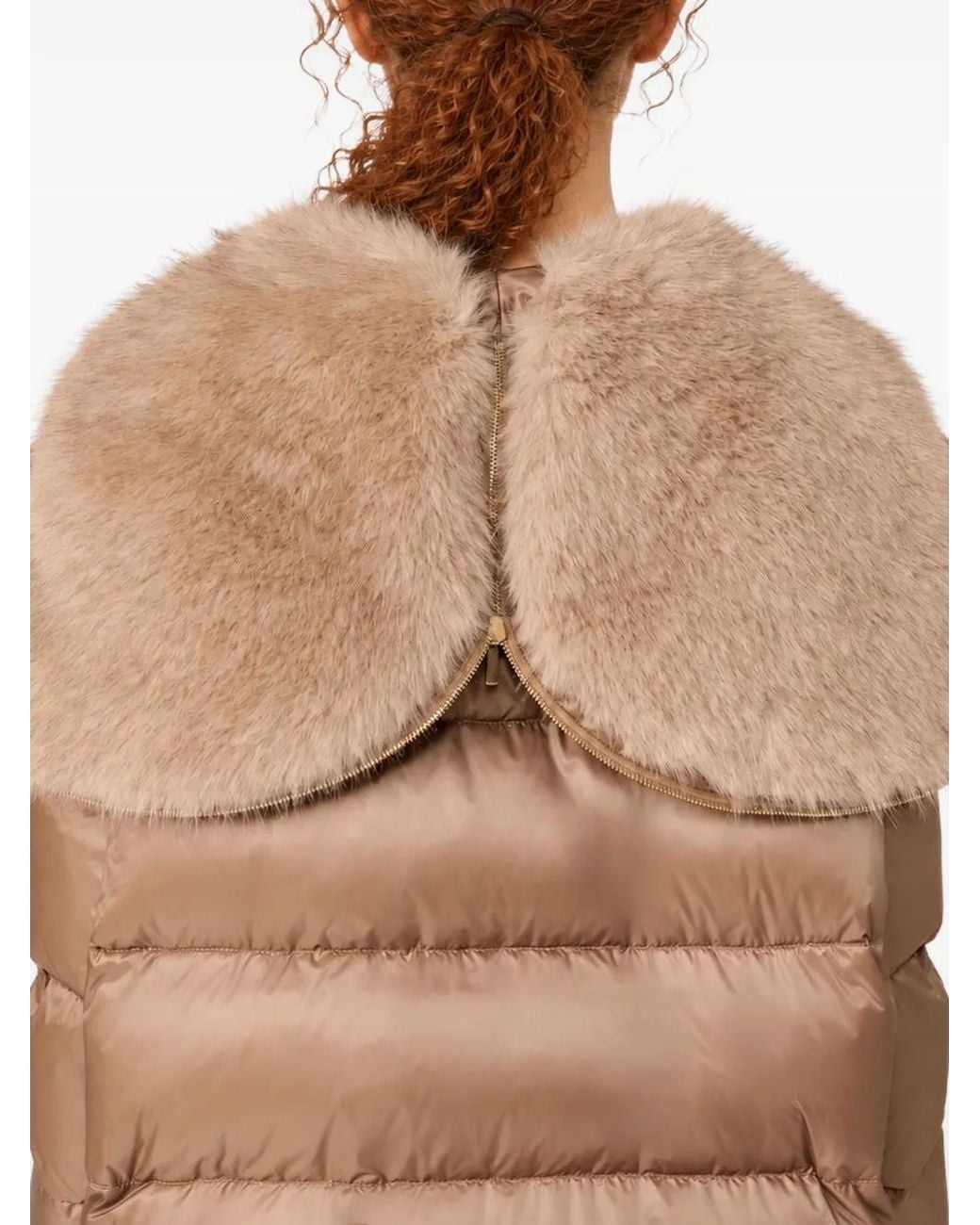 Max Mara Natural Quilted Hooded Coat