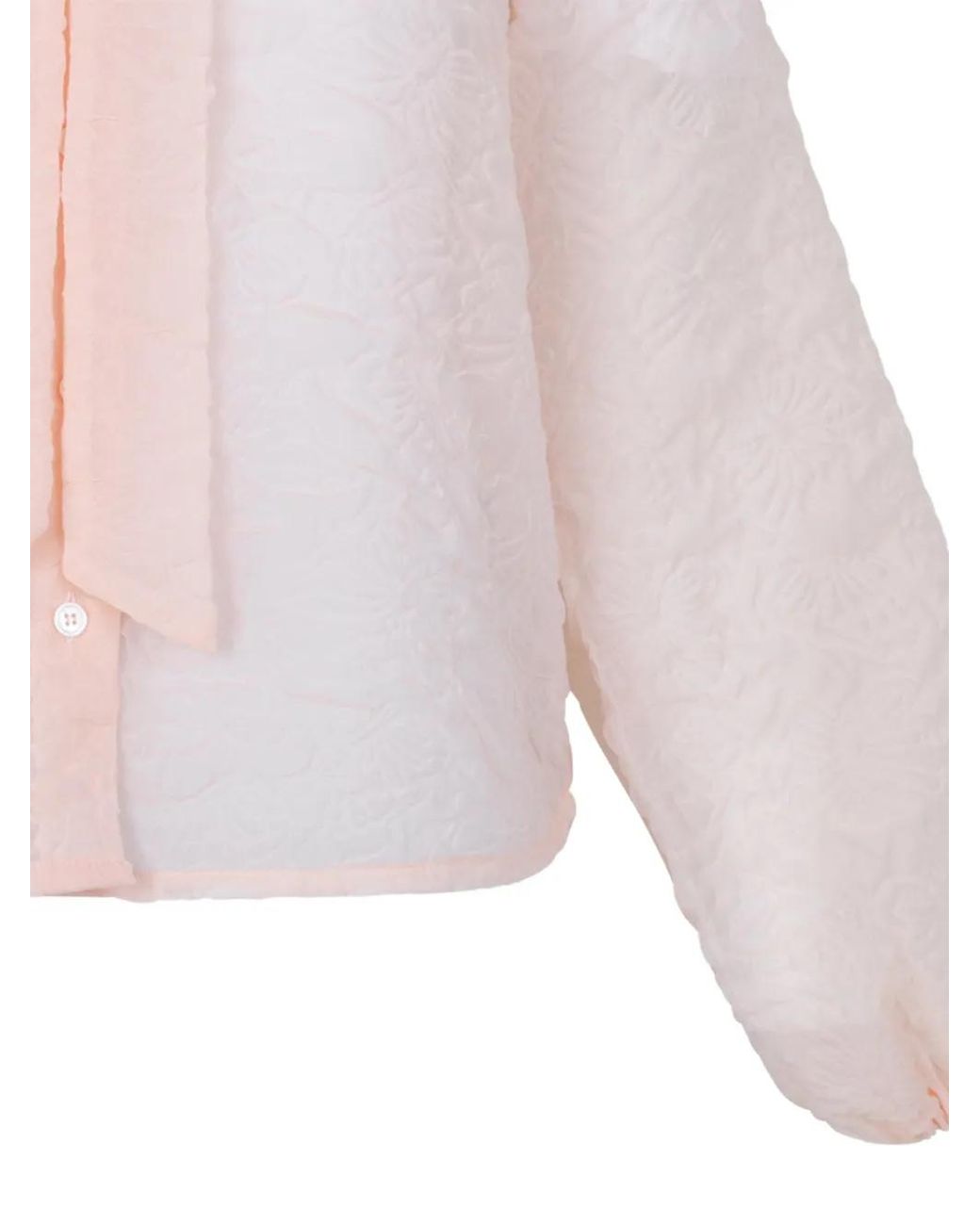 Douuod Pink Bow-Detail Floral-Jacquard Shirt