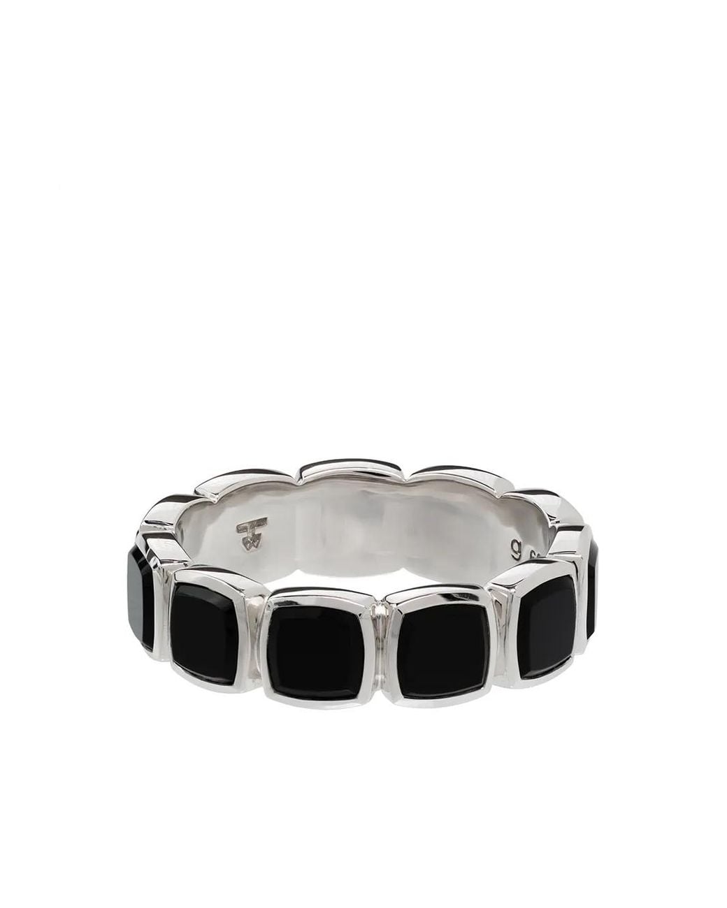 Tom Wood Gray Onyx Embellished Band Ring for men