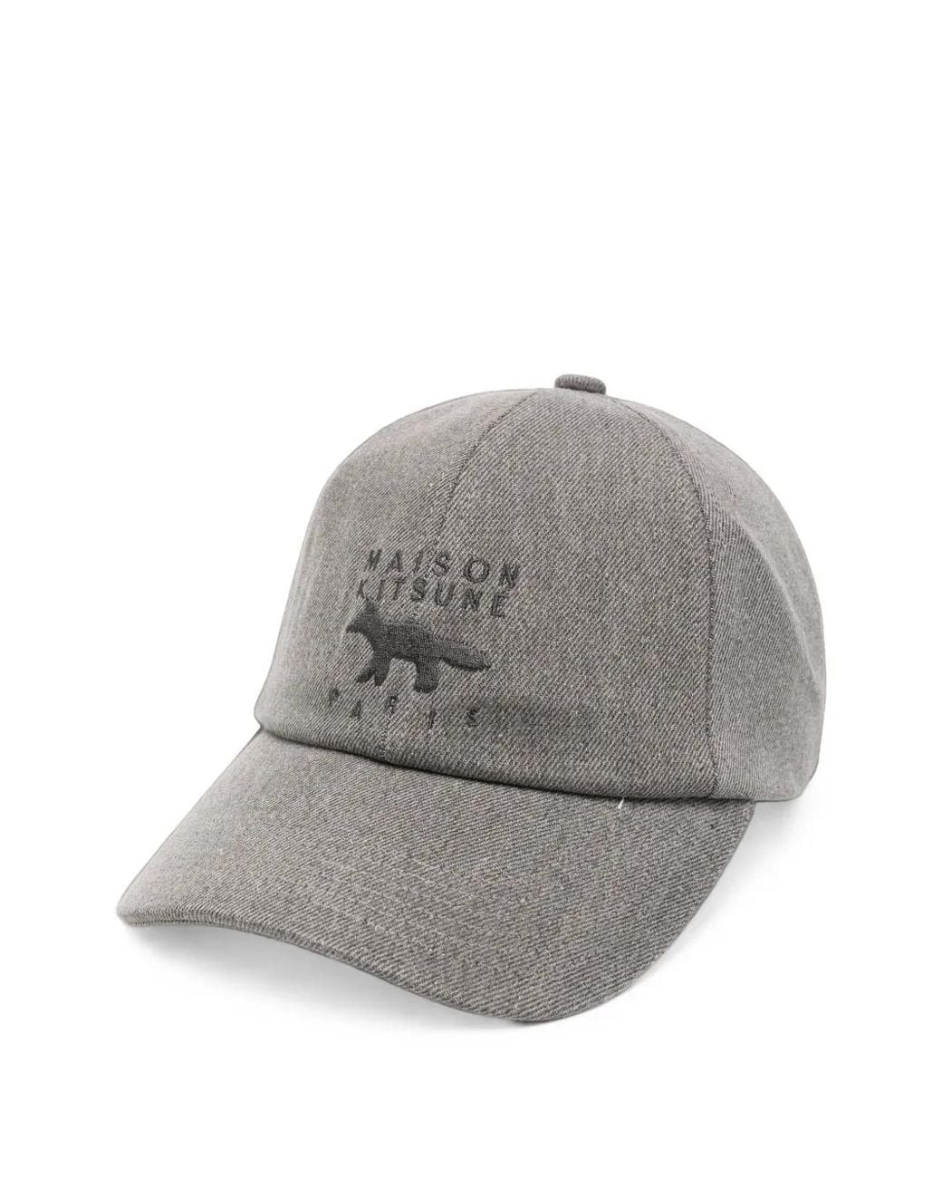 Maison Kitsuné Gray Logo-Embroidered Baseball Cap for men