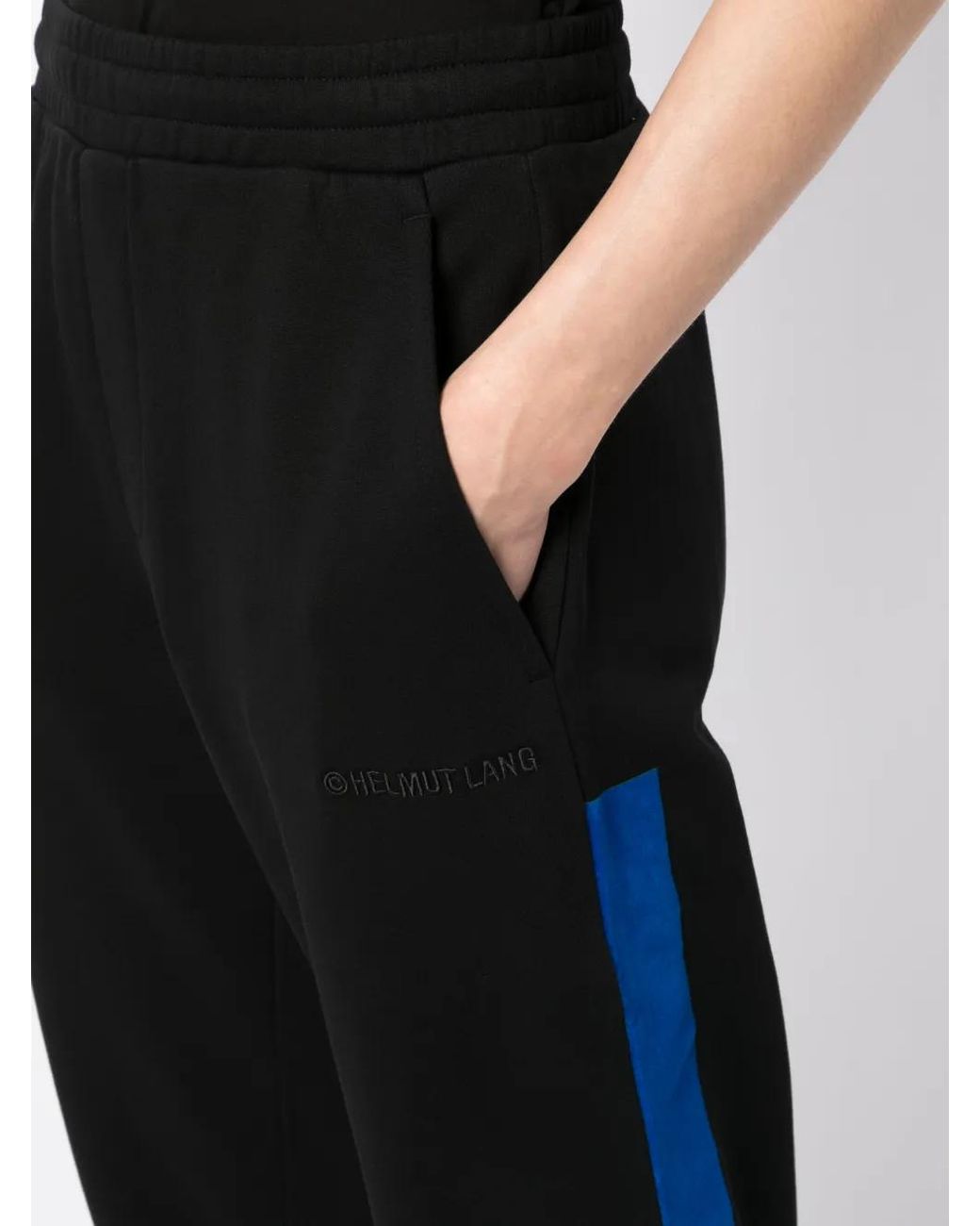 Helmut Lang Black Logo-Embroidered Cotton Track Pants for men