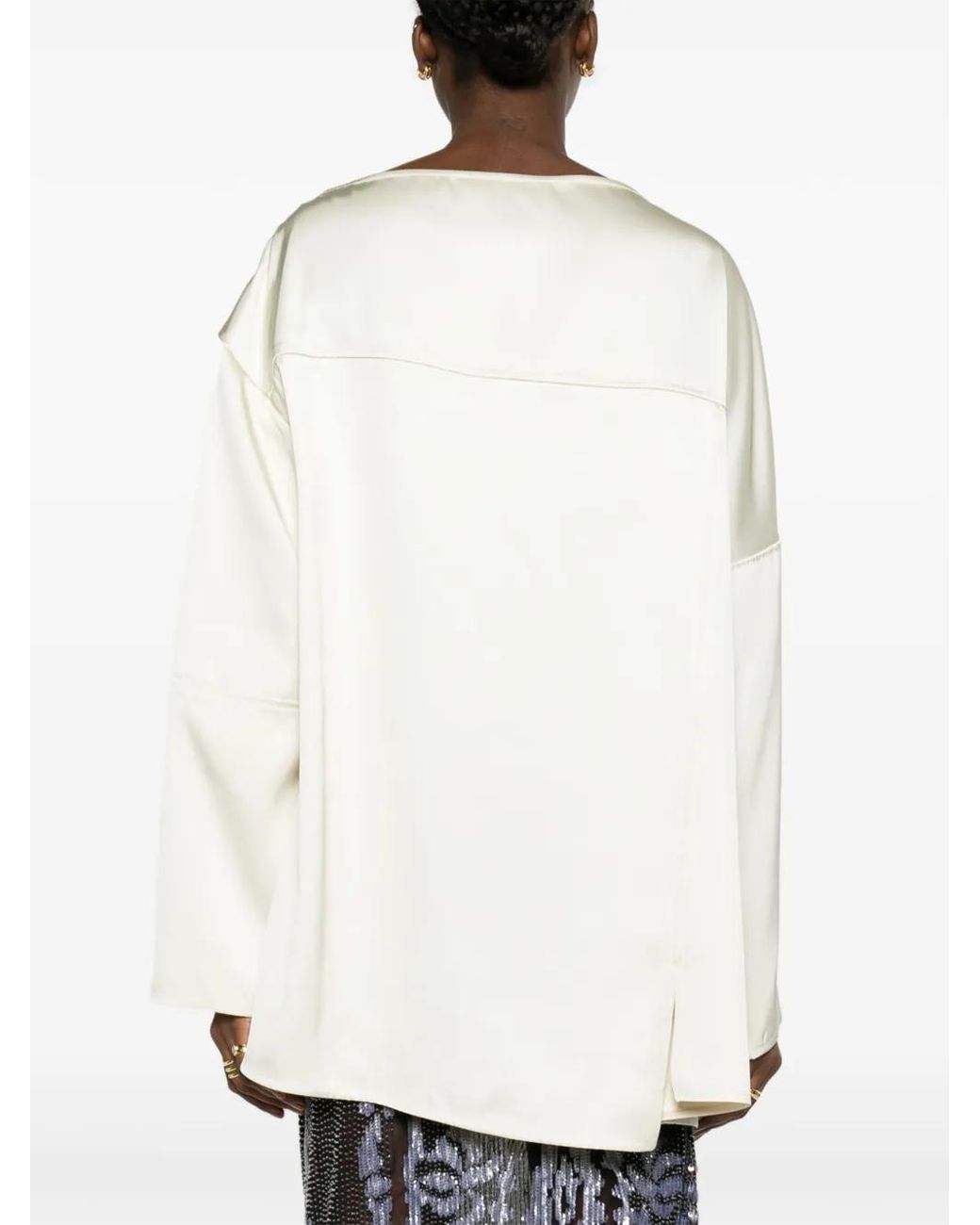 Jil Sander White Seam-Detail Crepe Blouse