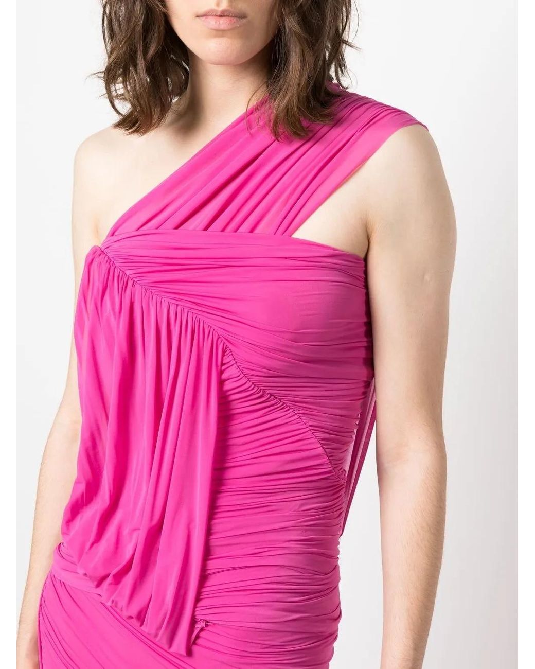 Rick Owens Pink Edfu Draped One-Shoulder Blouse
