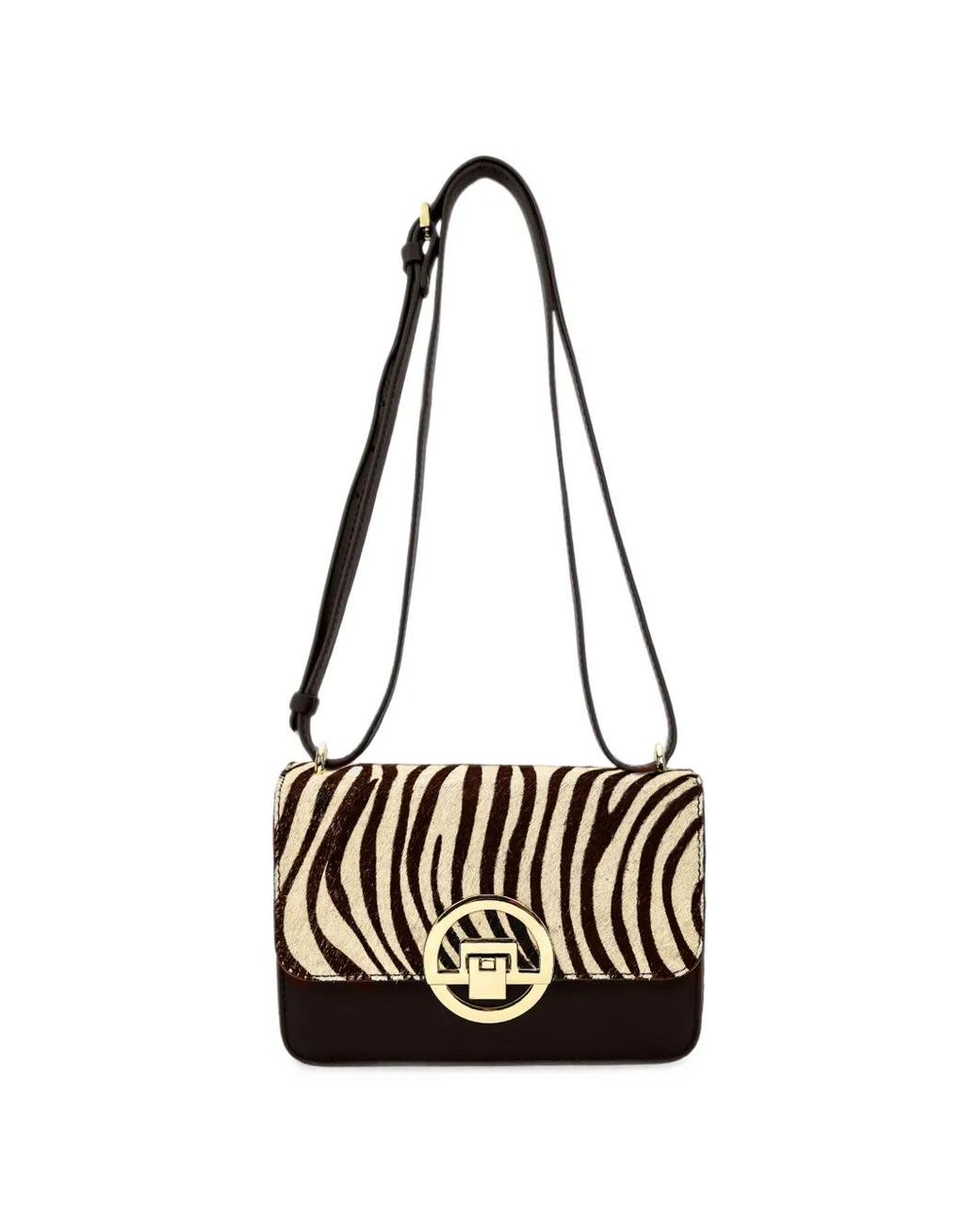 Apatchy London Black Tilly Zebra-Print Hair-On Leather Mini Bag