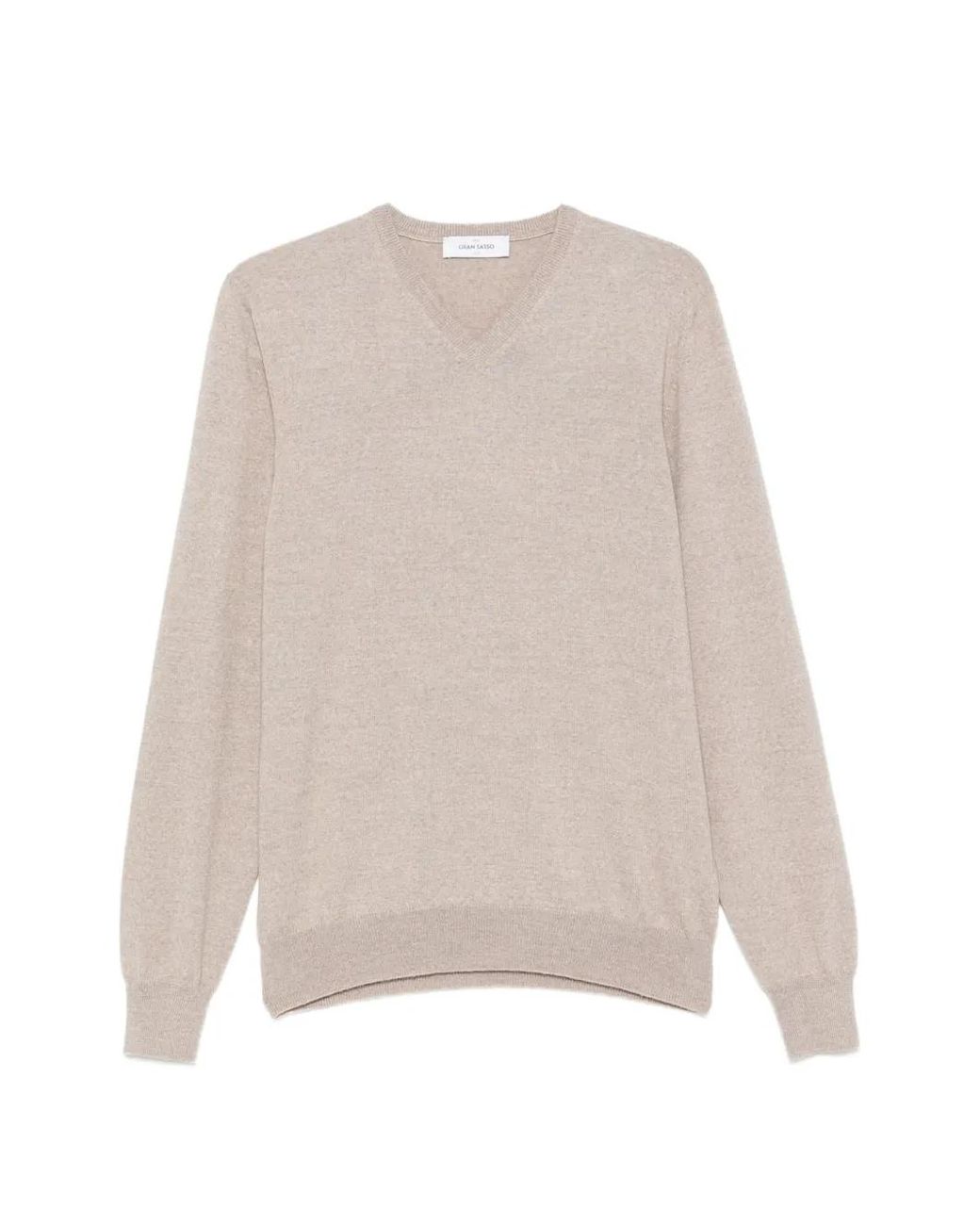 Gran Sasso White V-Neck Sweater for men