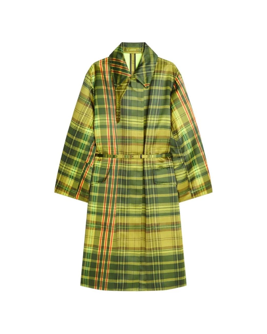 Dries Van Noten Green Oversized Checked Coat