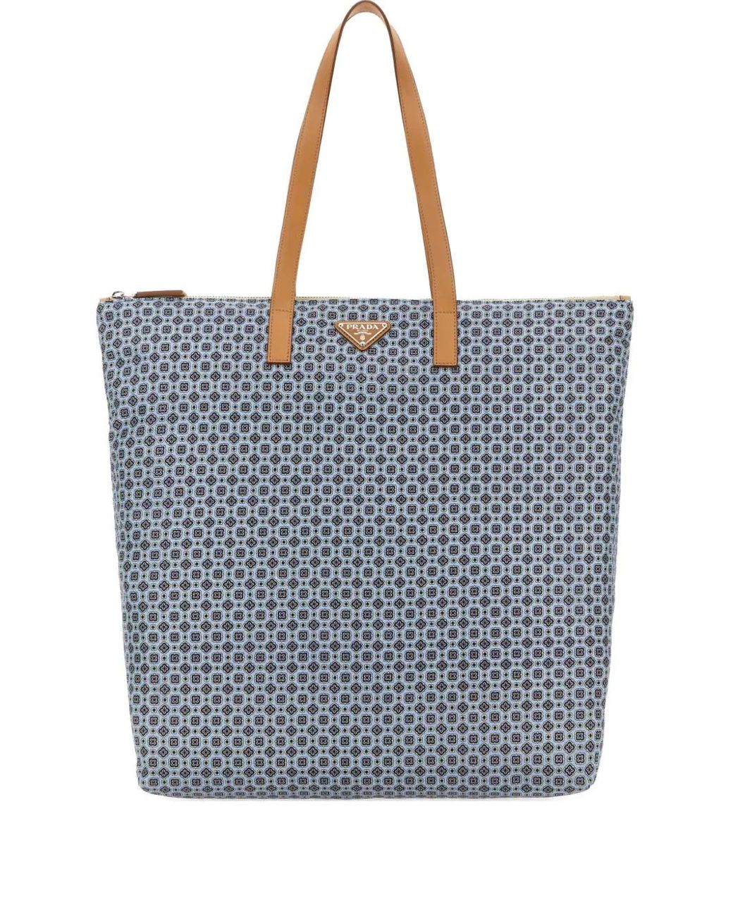 Prada Blue Large Geometric-Pattern Tote Bag for men