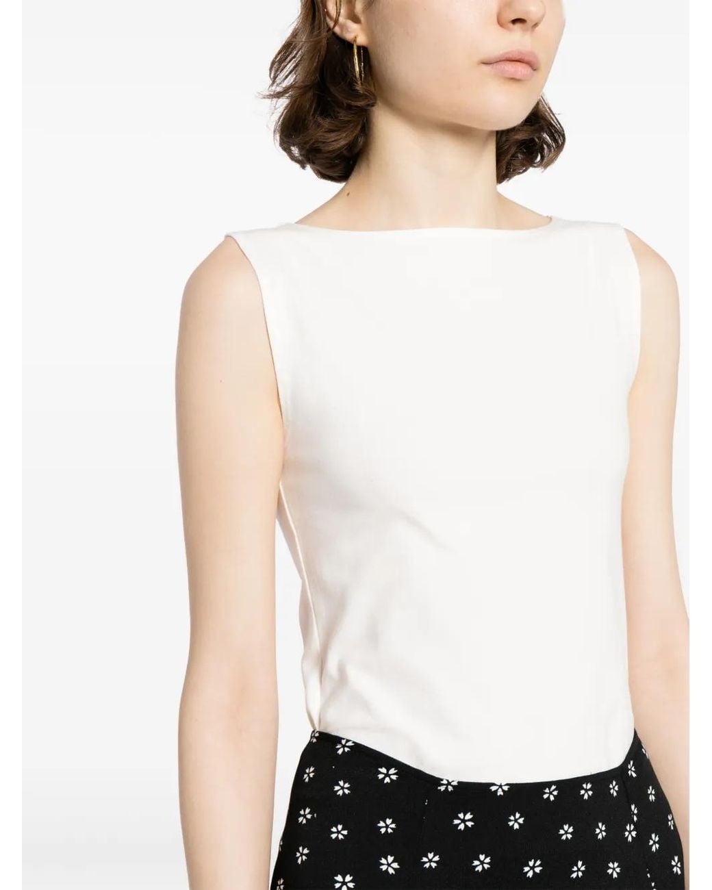 Reformation White Dusk Boat-Neck Top