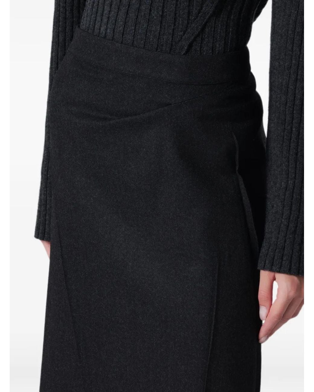 Victoria Beckham Black Pressed Tailored Midi Skirt