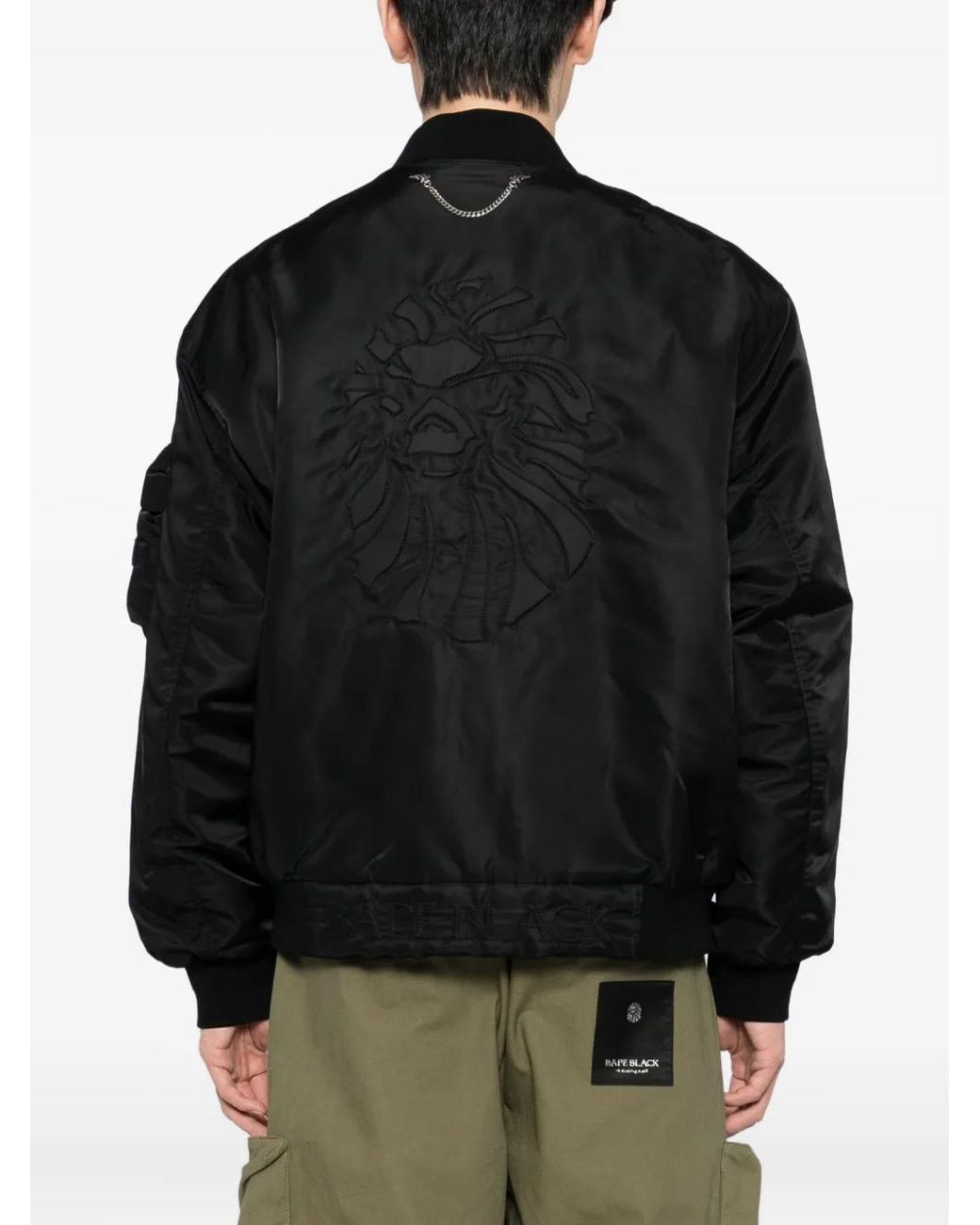 A Bathing Ape Black Zip-Up Bomber Jacket for men