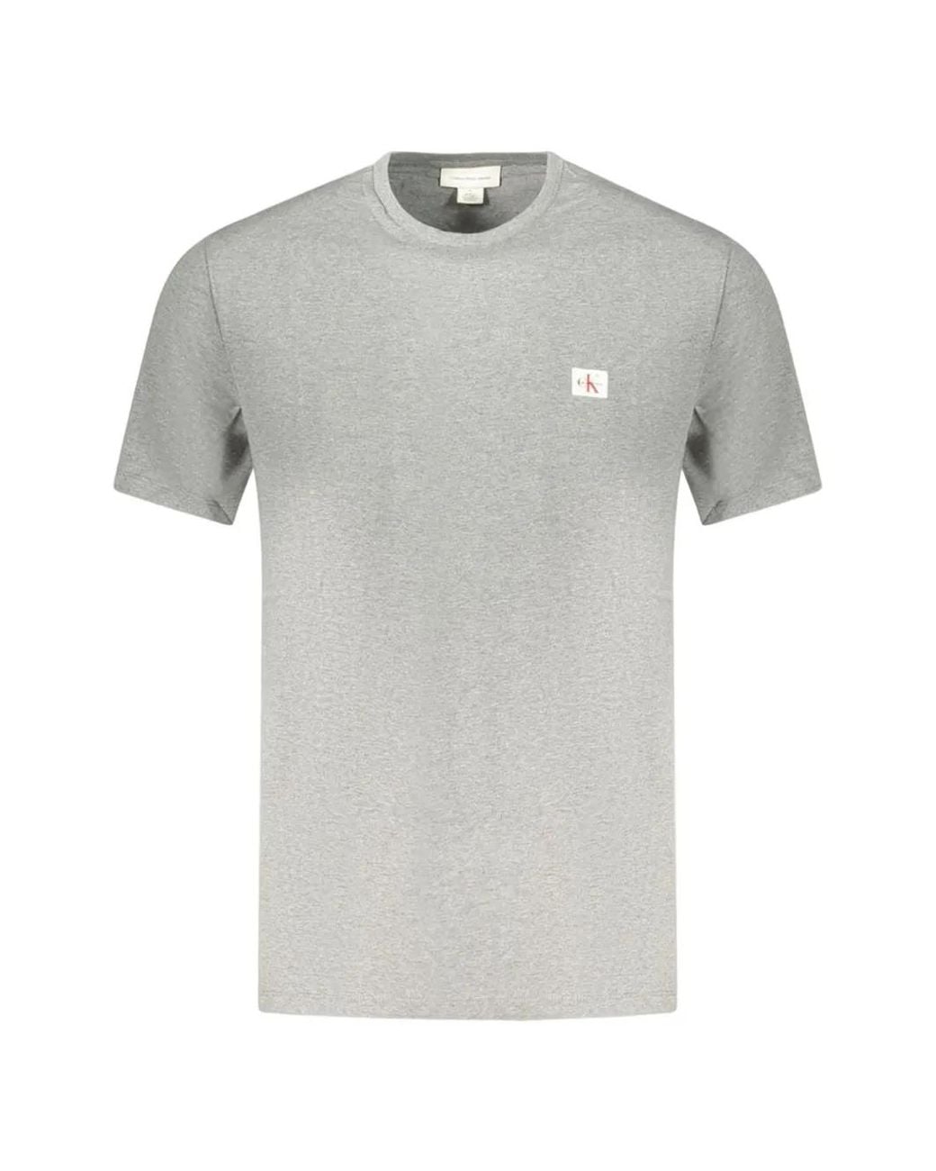 Calvin Klein Gray Classic Logo-Patch Cotton T-Shirt for men