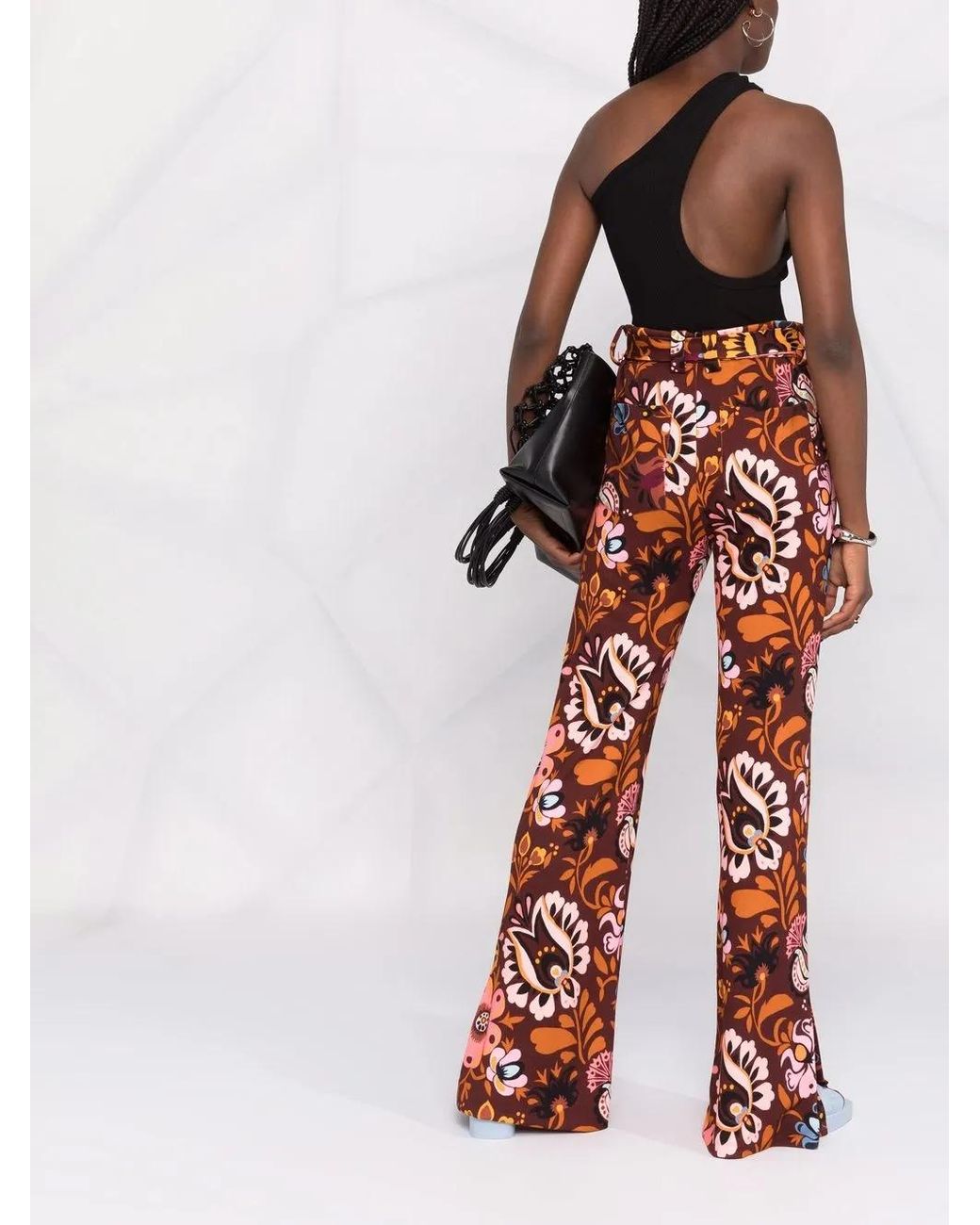 LaDoubleJ Floral Belted Flared Trousers