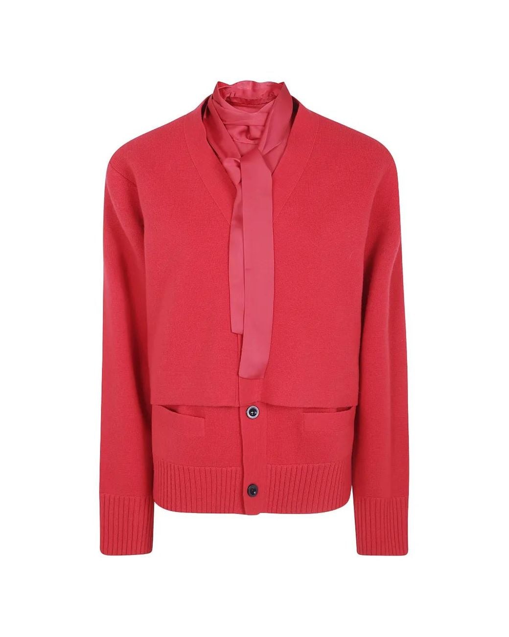 Sacai Tie-Fastening Layered Cardigan