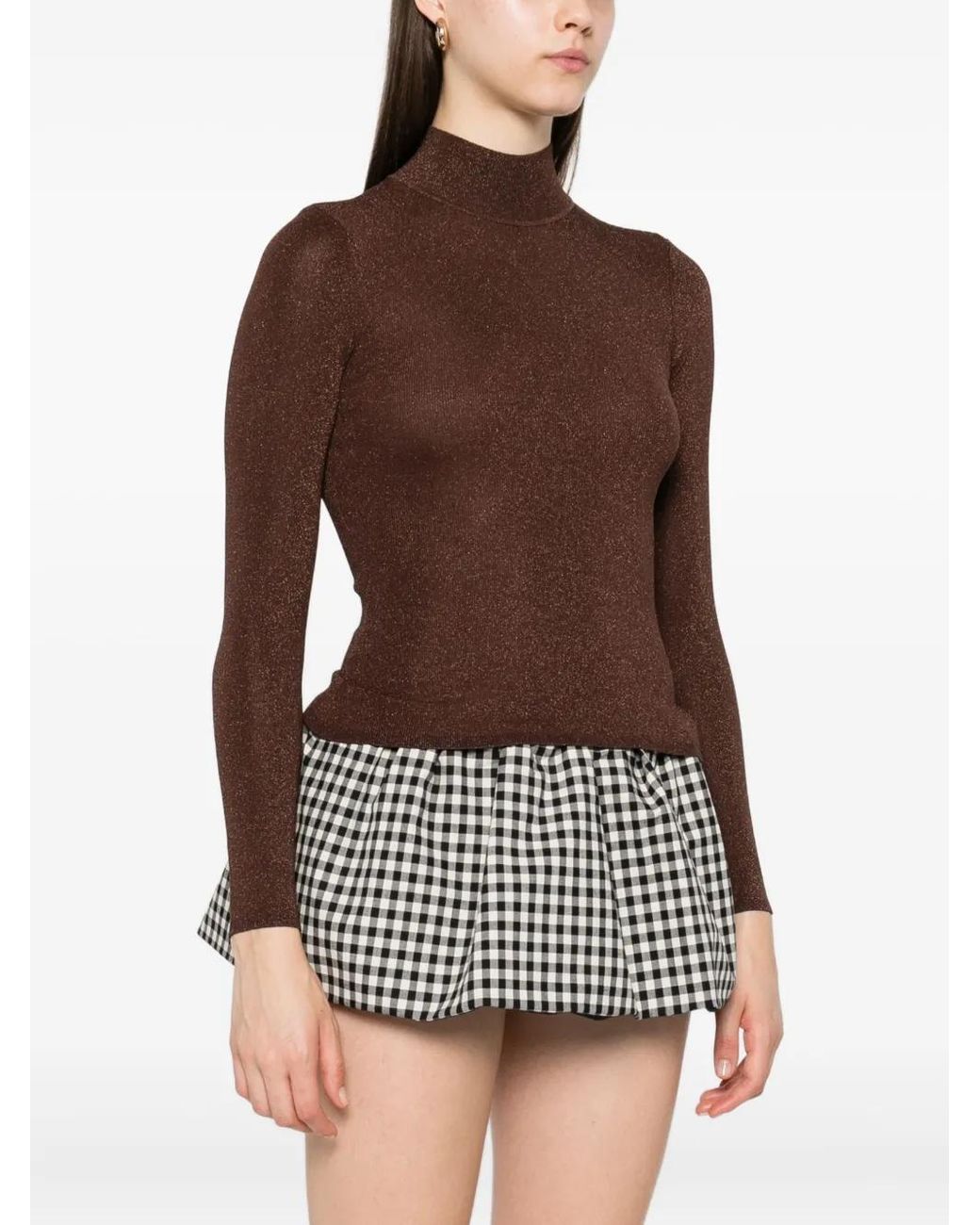 Self-Portrait Brown High-Neck Top