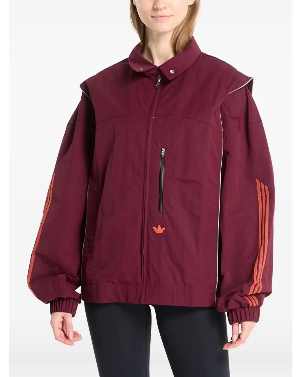 Adidas Red Venice Wind Three-Stripe Jacket