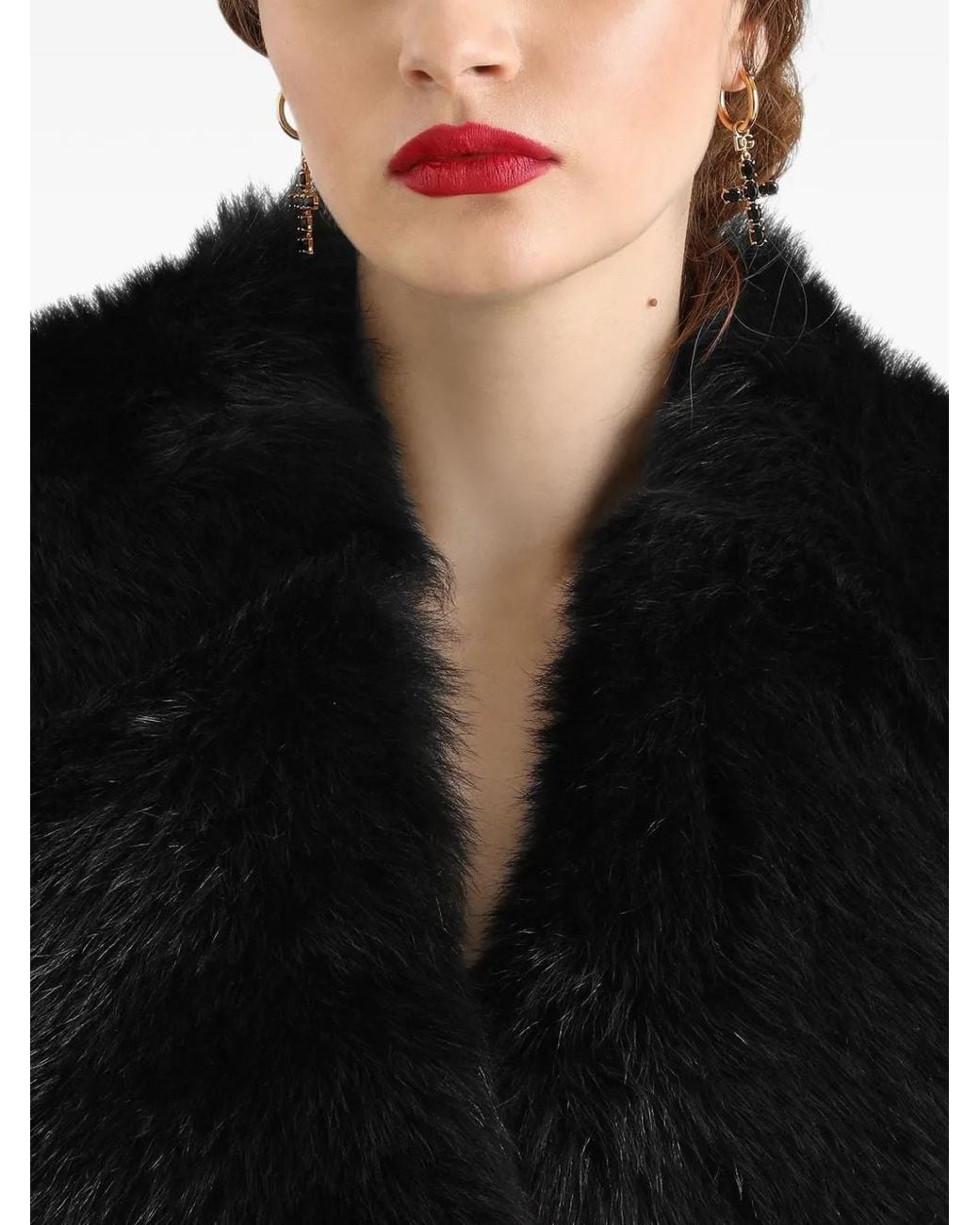 Dolce & Gabbana Black Double-Breasted Wool Gabardine Coat