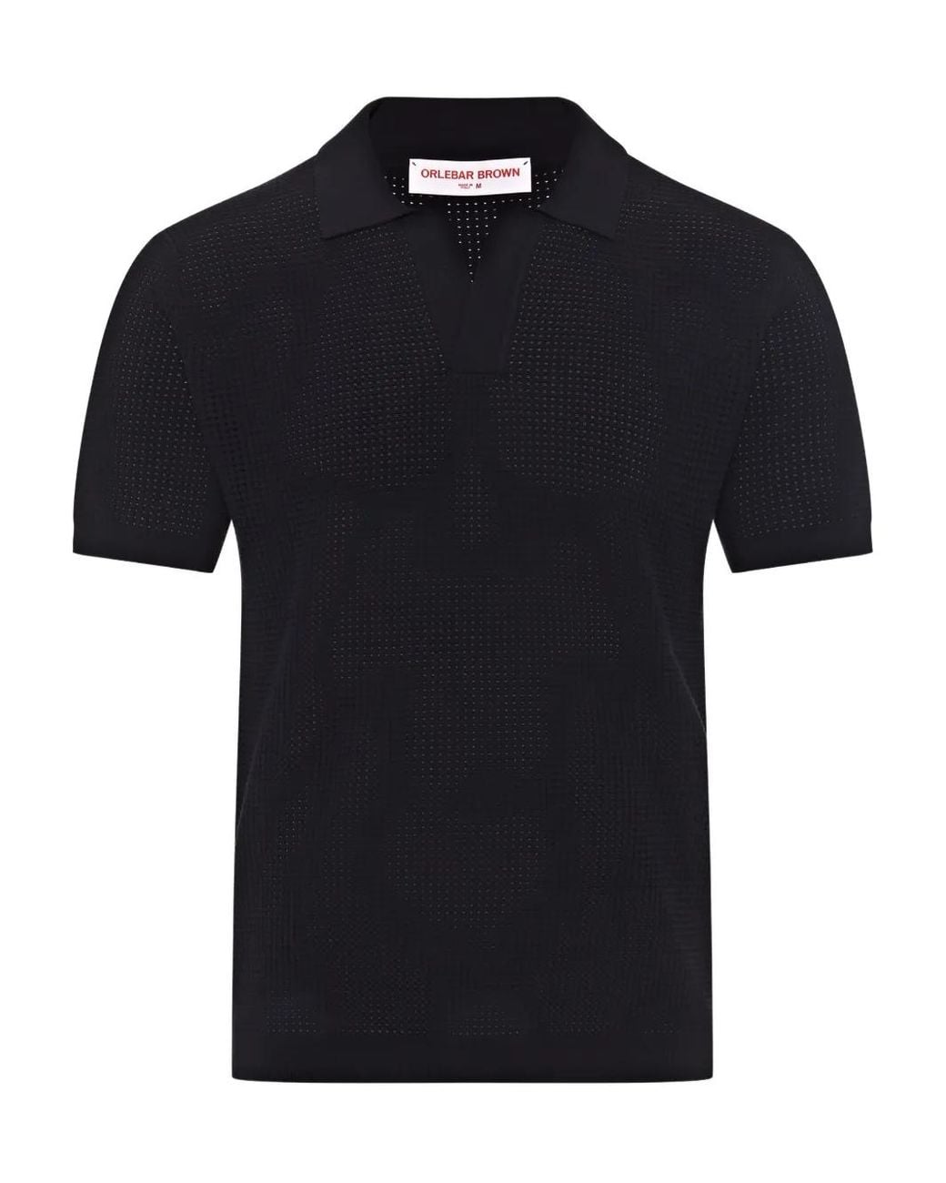 Orlebar Brown Black V-Neck Polo Shirt for men