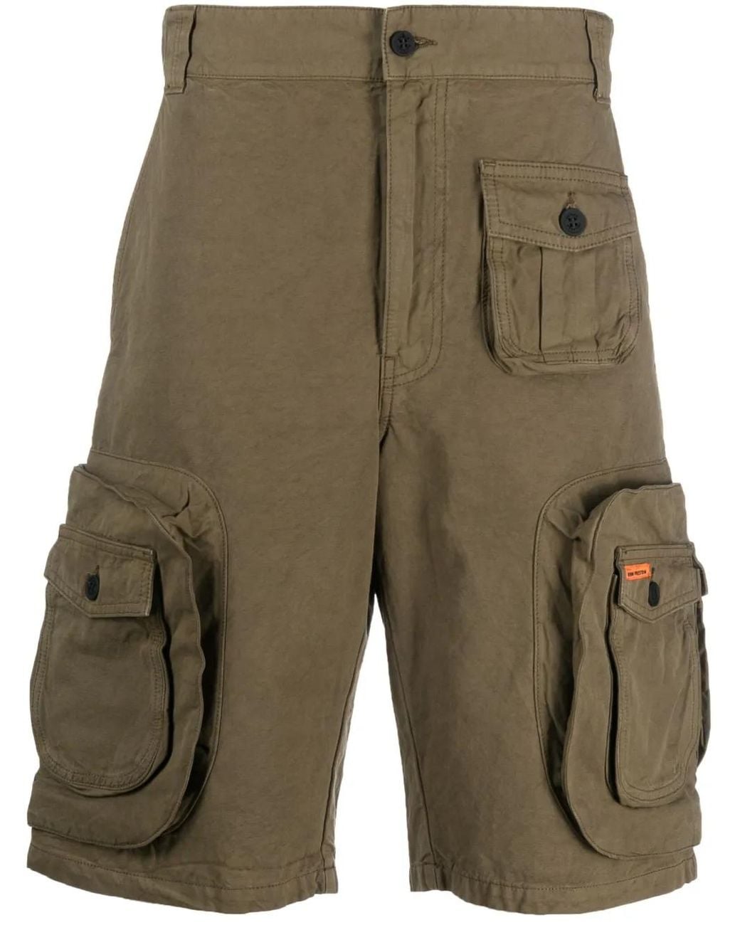 Heron Preston Green Logo Patch Knee Shorts for men