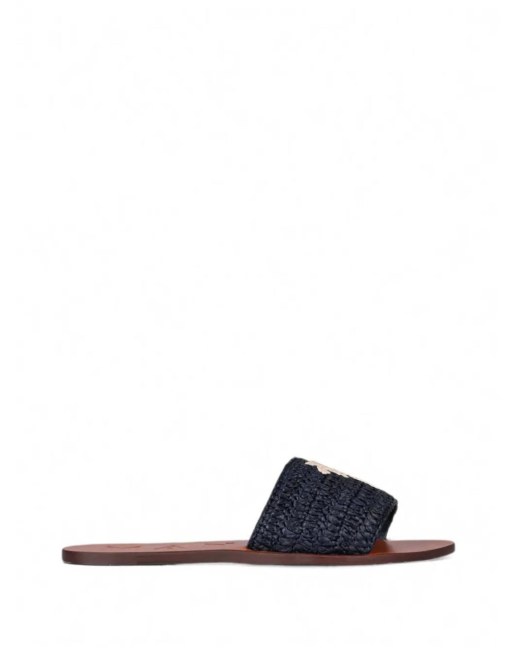 Manebí White Palm-Tree-Patch Woven Sandals