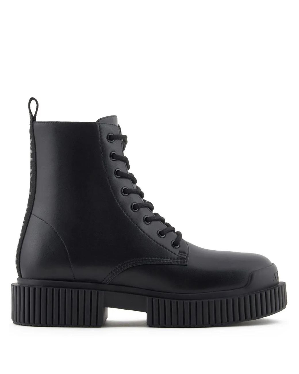 ARMANI EXCHANGE Black Leather Combat Boots