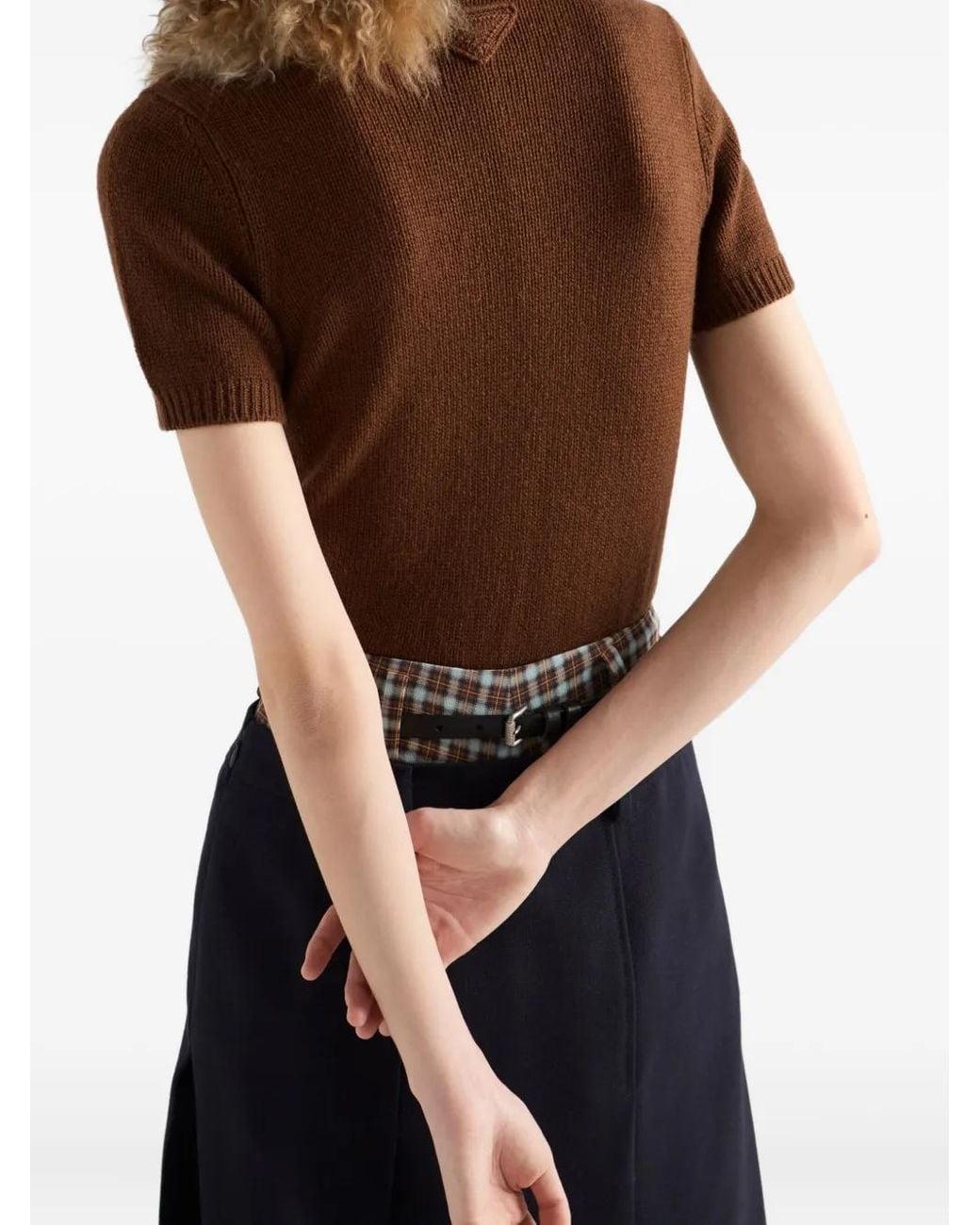 Jersey De Canalé De Manga Corta Prada de color Brown