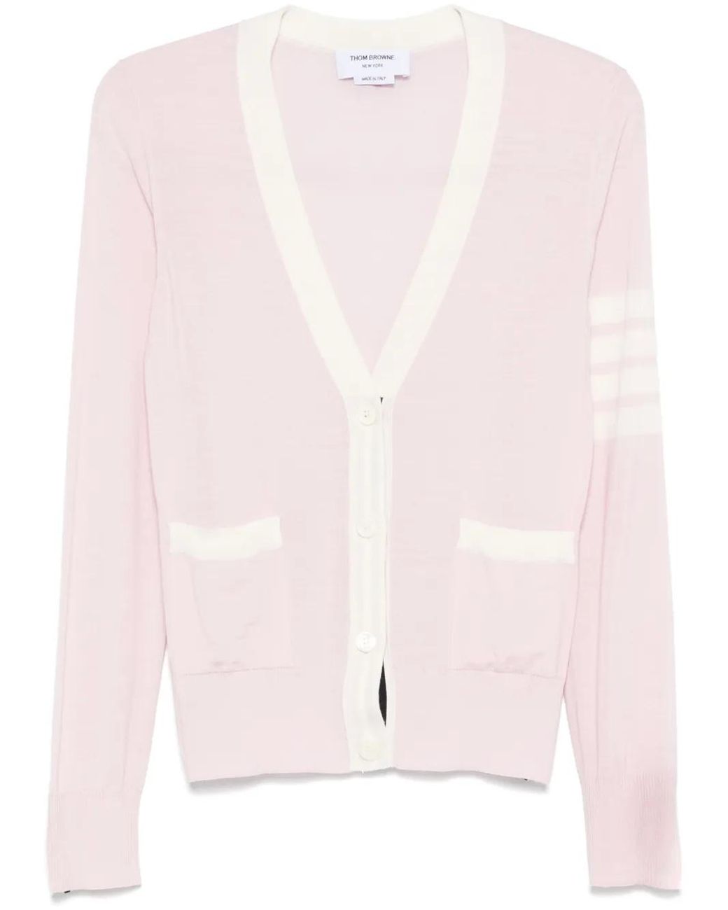 Thom Browne Pink 4 Bar Striped Cardigan